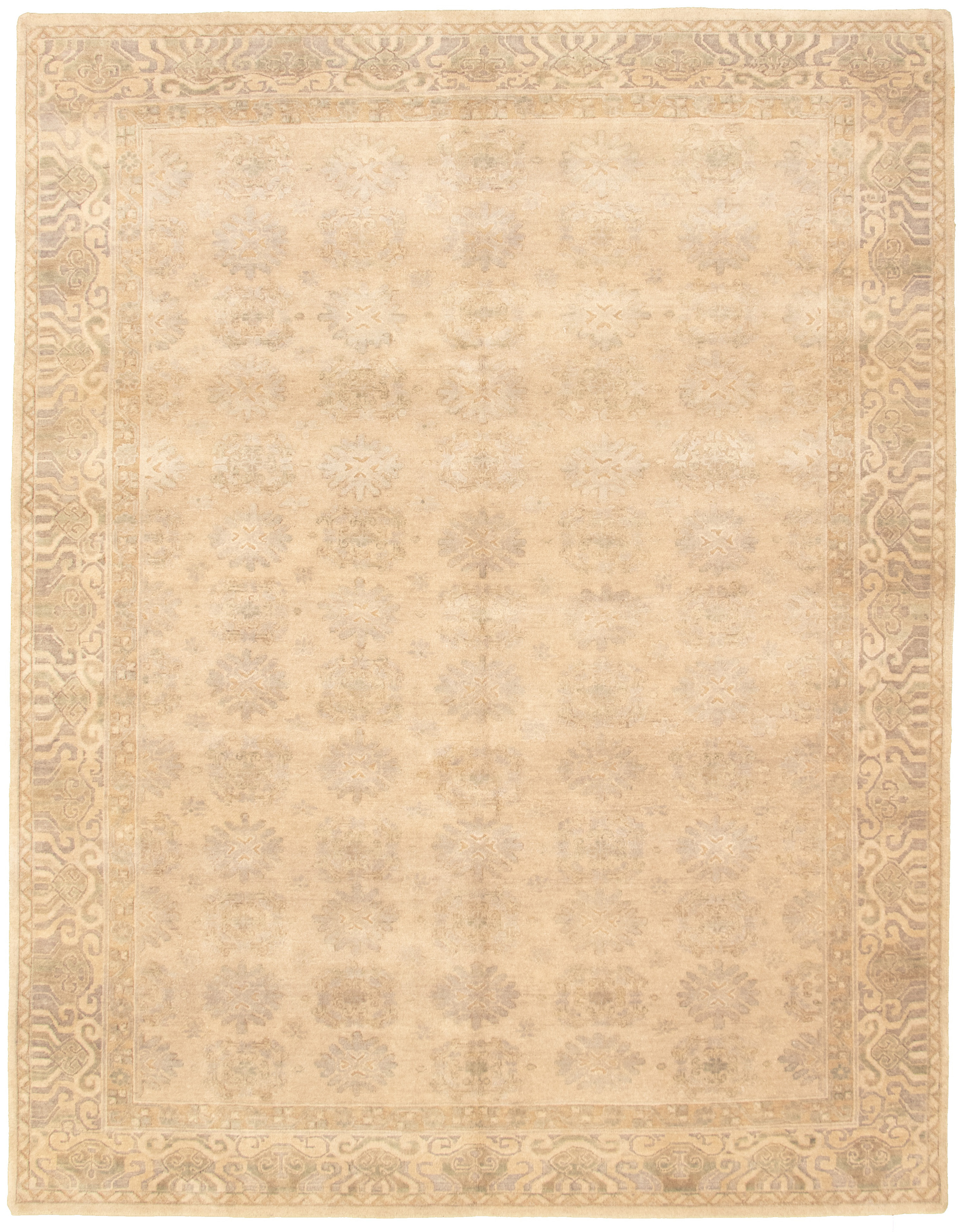 Hand-knotted Finest Ushak Beige Wool Rug 7'11" x 10'2" Size: 7'11" x 10'2"  