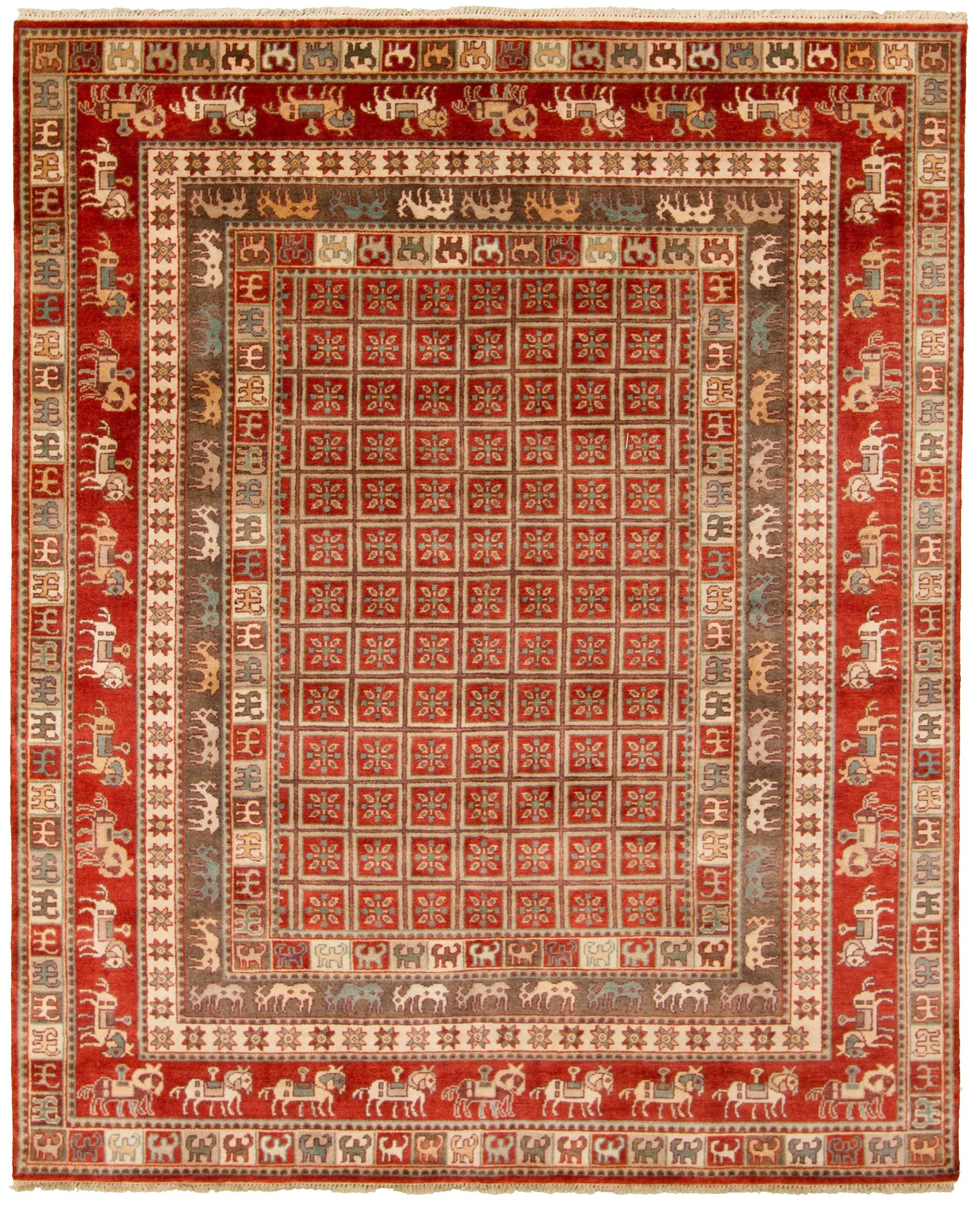 Hand-knotted Pazirik Red  Rug 8'0" x 9'11"  Size: 8'0" x 9'11"  