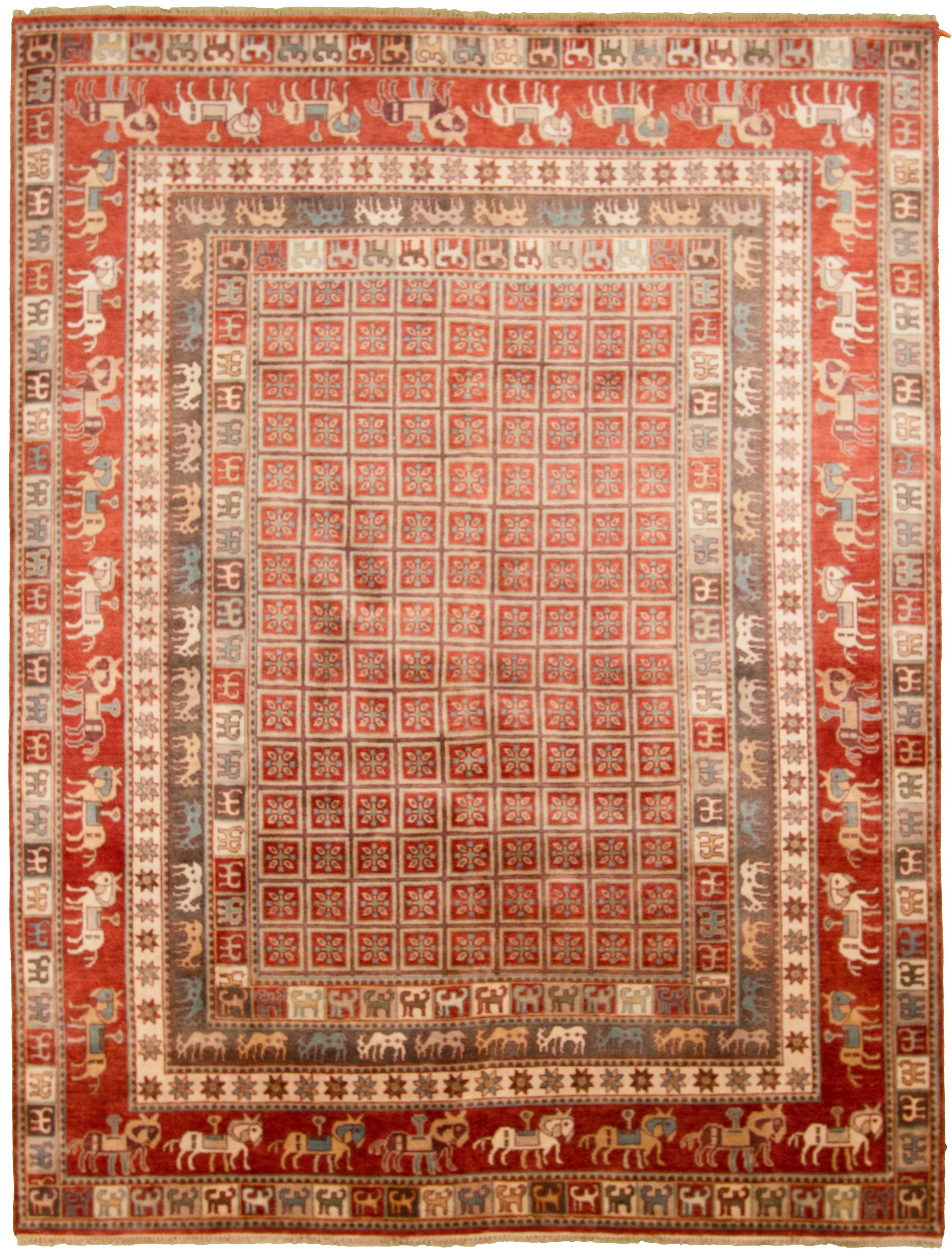 Hand-knotted Pazirik Red  Rug 9'0" x 12'0" Size: 9'0" x 12'0"  
