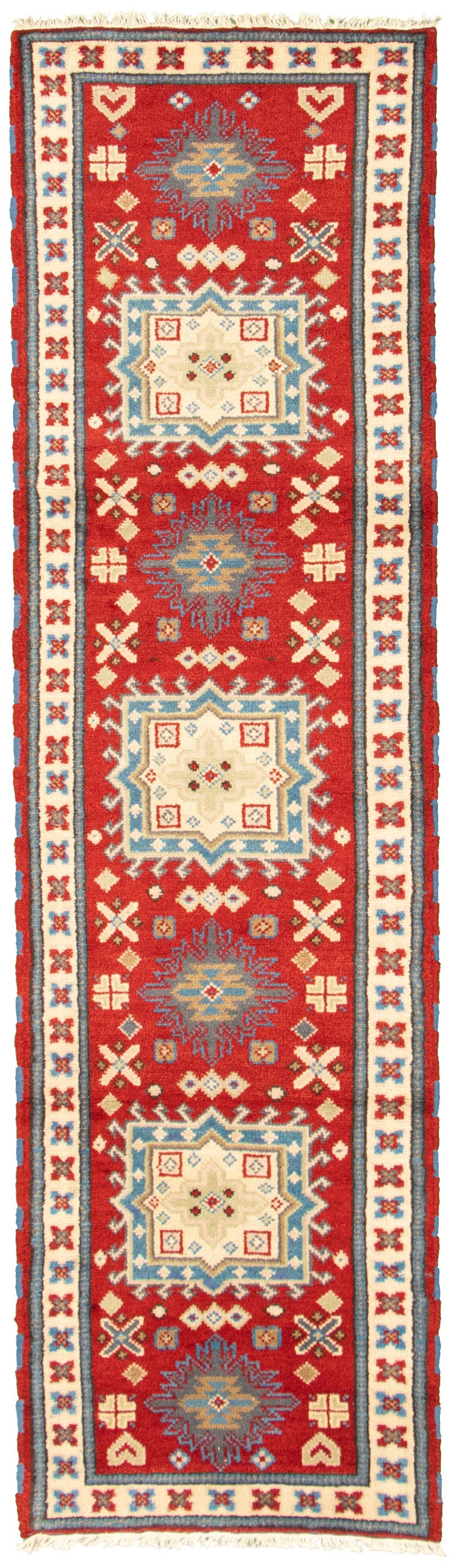 Hand-knotted Royal Kazak Red Wool Rug 2'8" x 10'1" Size: 2'8" x 10'1"  