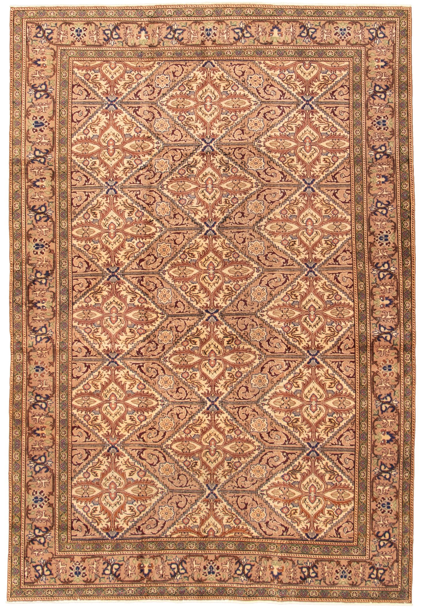 Hand-knotted Keisari Vintage Brown, Cream Wool Rug 6'6" x 9'7"  Size: 6'6" x 9'7"  