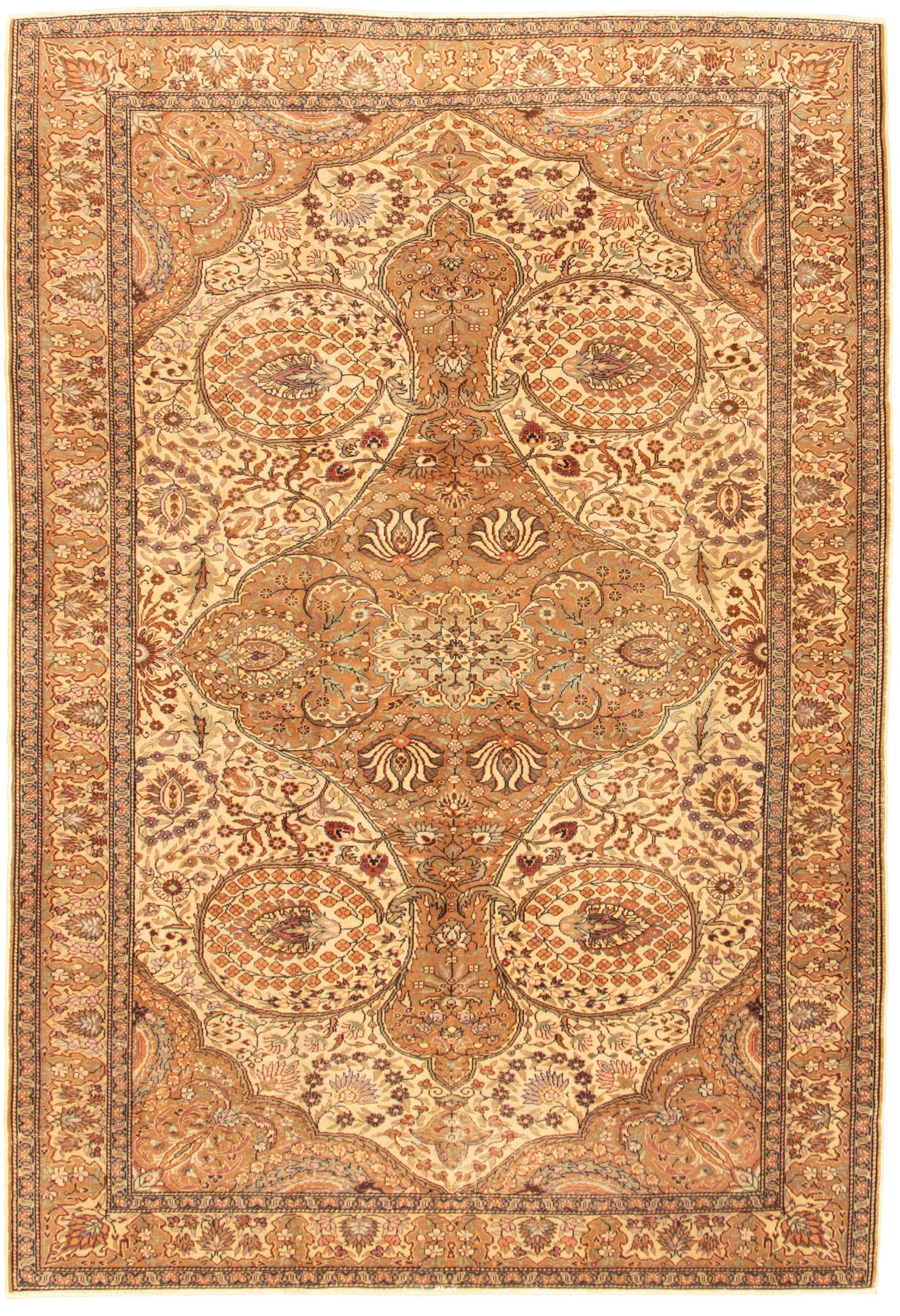 Hand-knotted Keisari Vintage Cream Wool Rug 6'7" x 9'8"  Size: 6'7" x 9'8"  