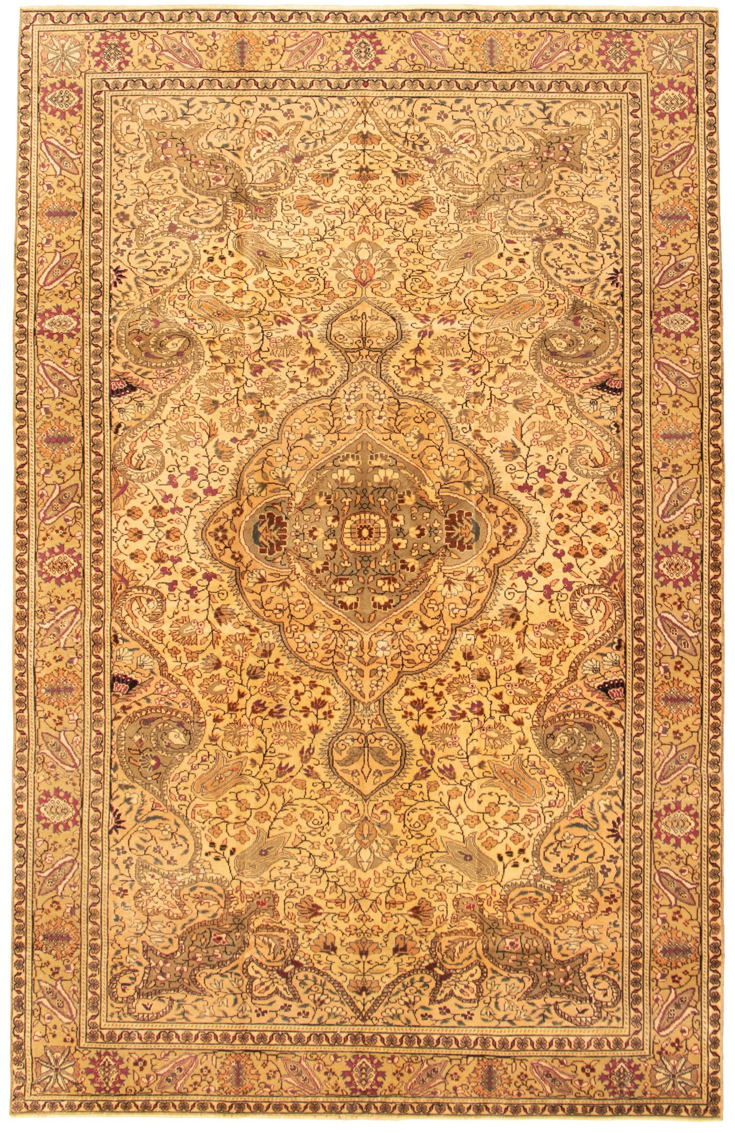 Hand-knotted Keisari Vintage Cream Wool Rug 6'3" x 9'8"  Size: 6'3" x 9'8"  
