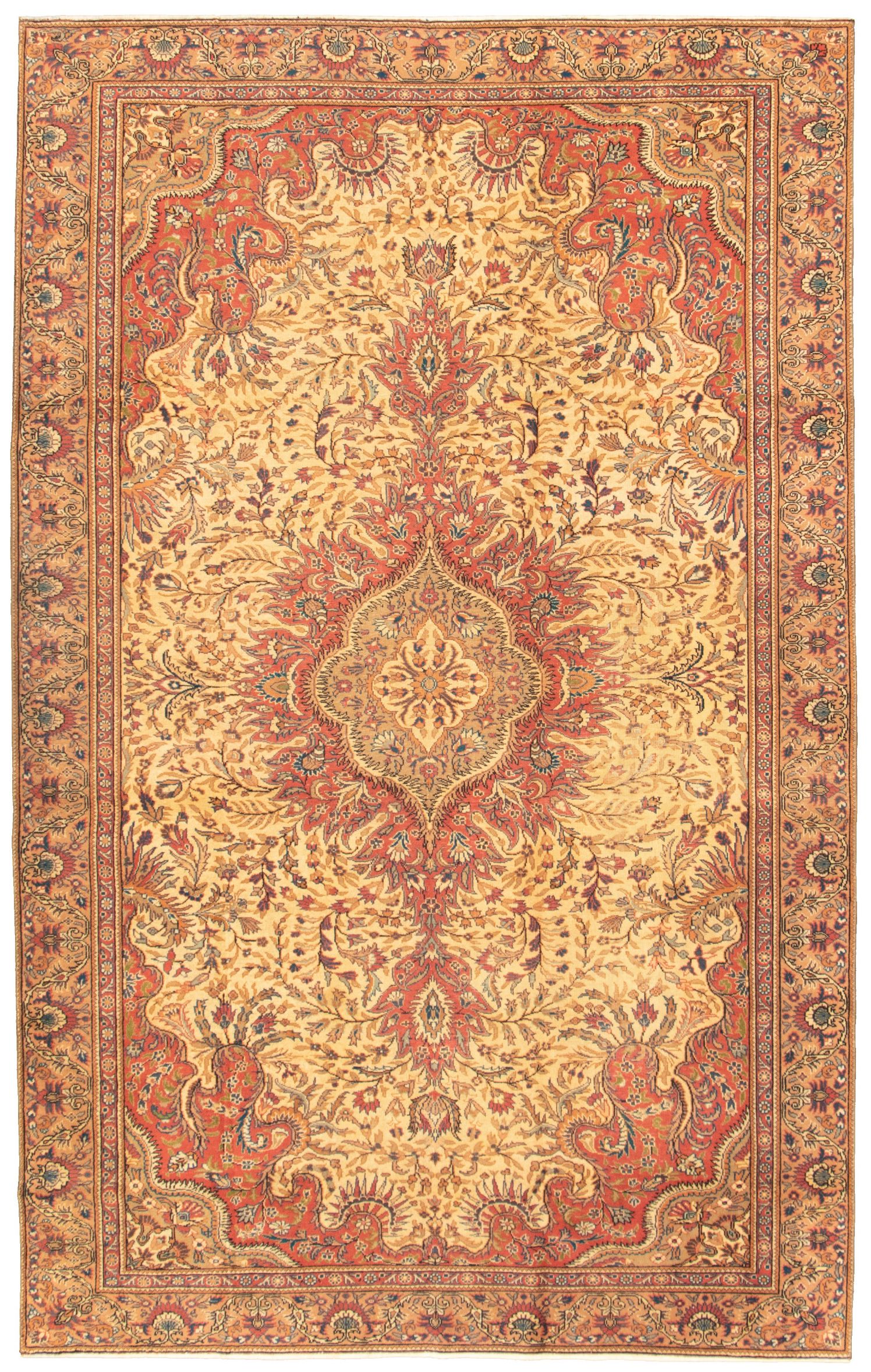 Hand-knotted Keisari Vintage Ivory Wool Rug 6'2" x 9'9" Size: 6'2" x 9'9"  
