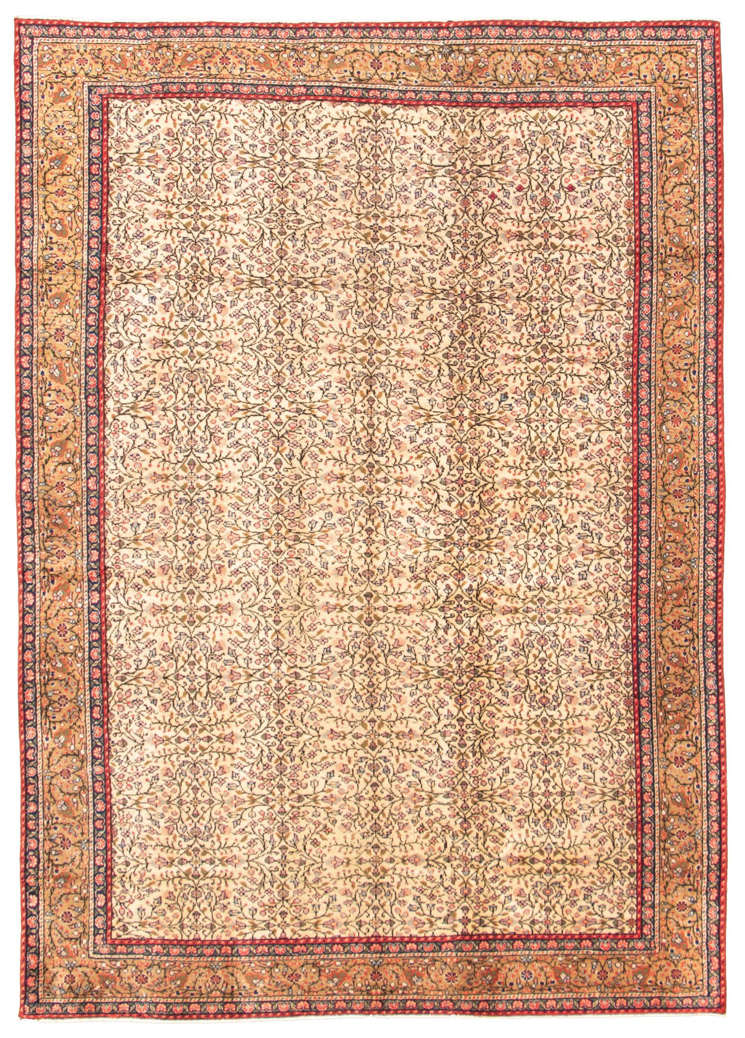 Hand-knotted Keisari Vintage Ivory Wool Rug 6'6" x 9'4"  Size: 6'6" x 9'4"  