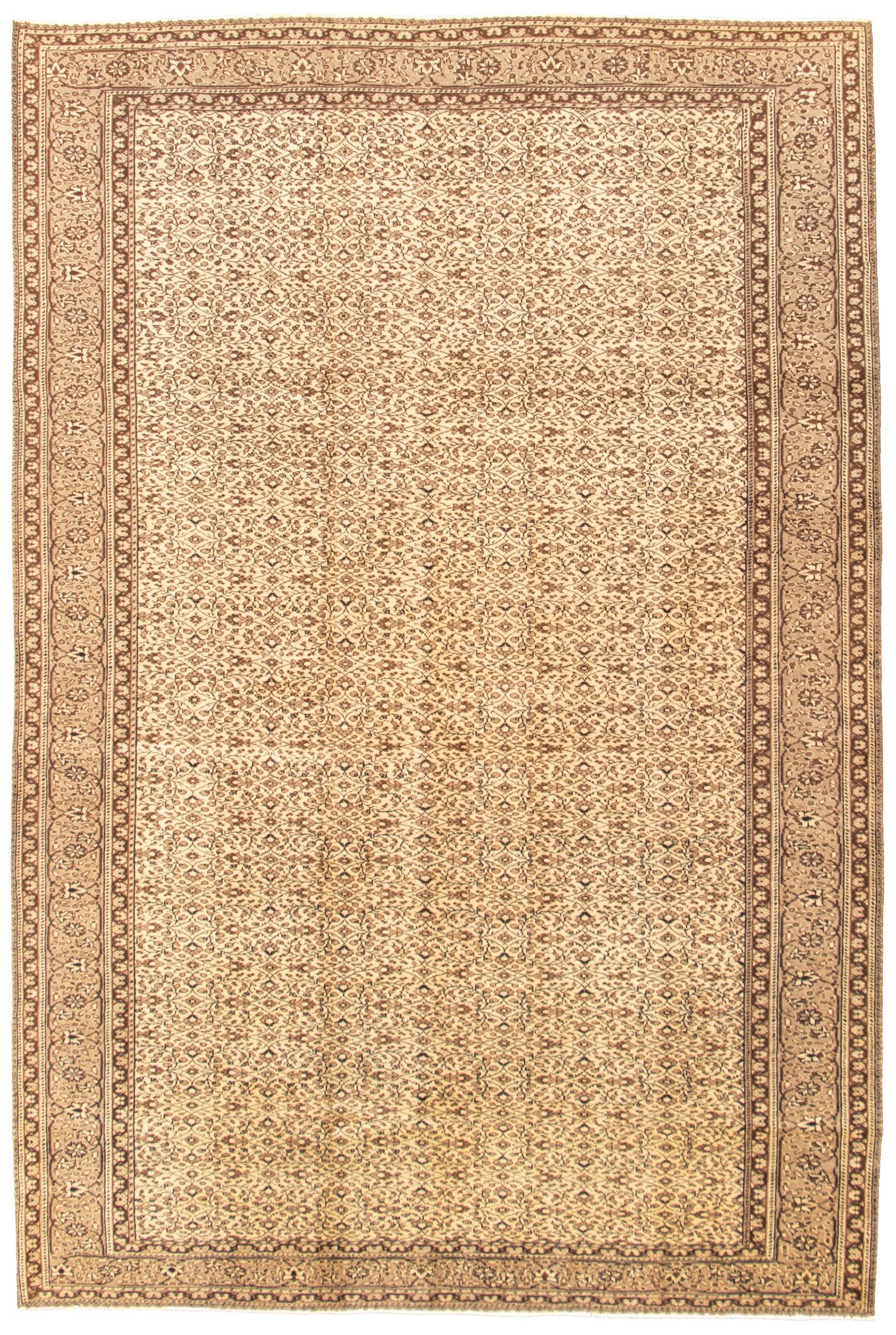Hand-knotted Keisari Vintage Cream Wool Rug 6'3" x 9'5" Size: 6'3" x 9'5"  