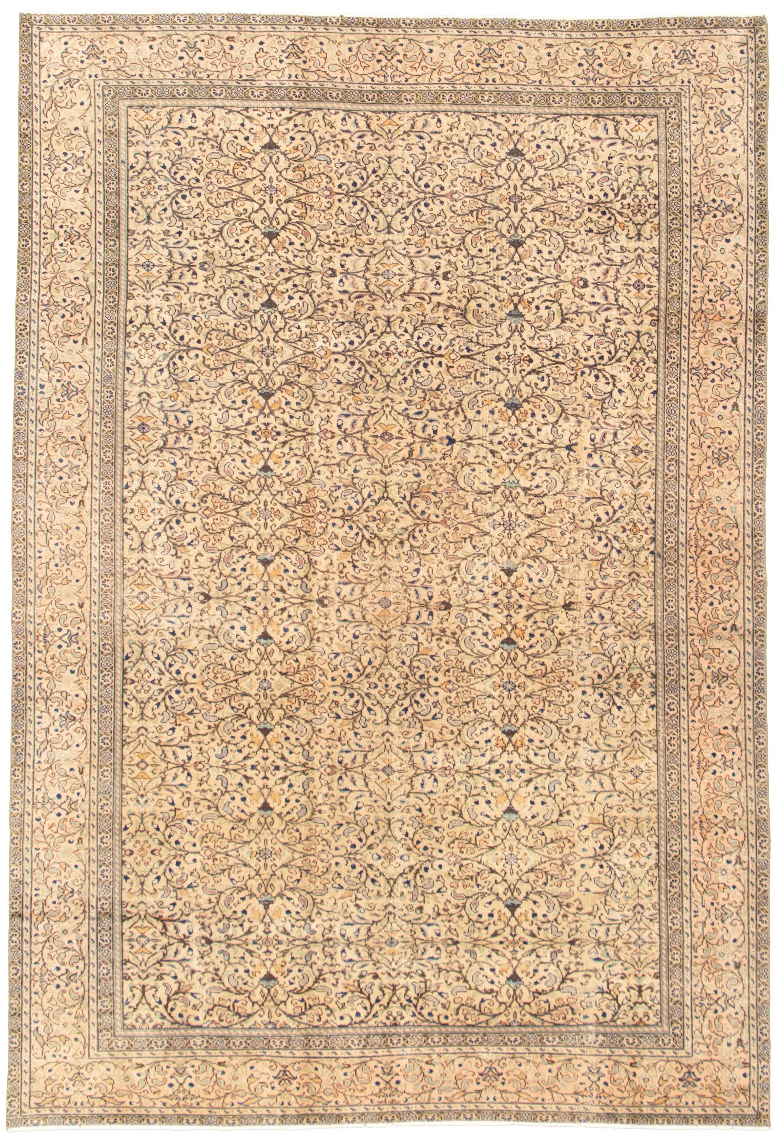 Hand-knotted Keisari Vintage Ivory Wool Rug 6'4" x 9'5"  Size: 6'4" x 9'5"  