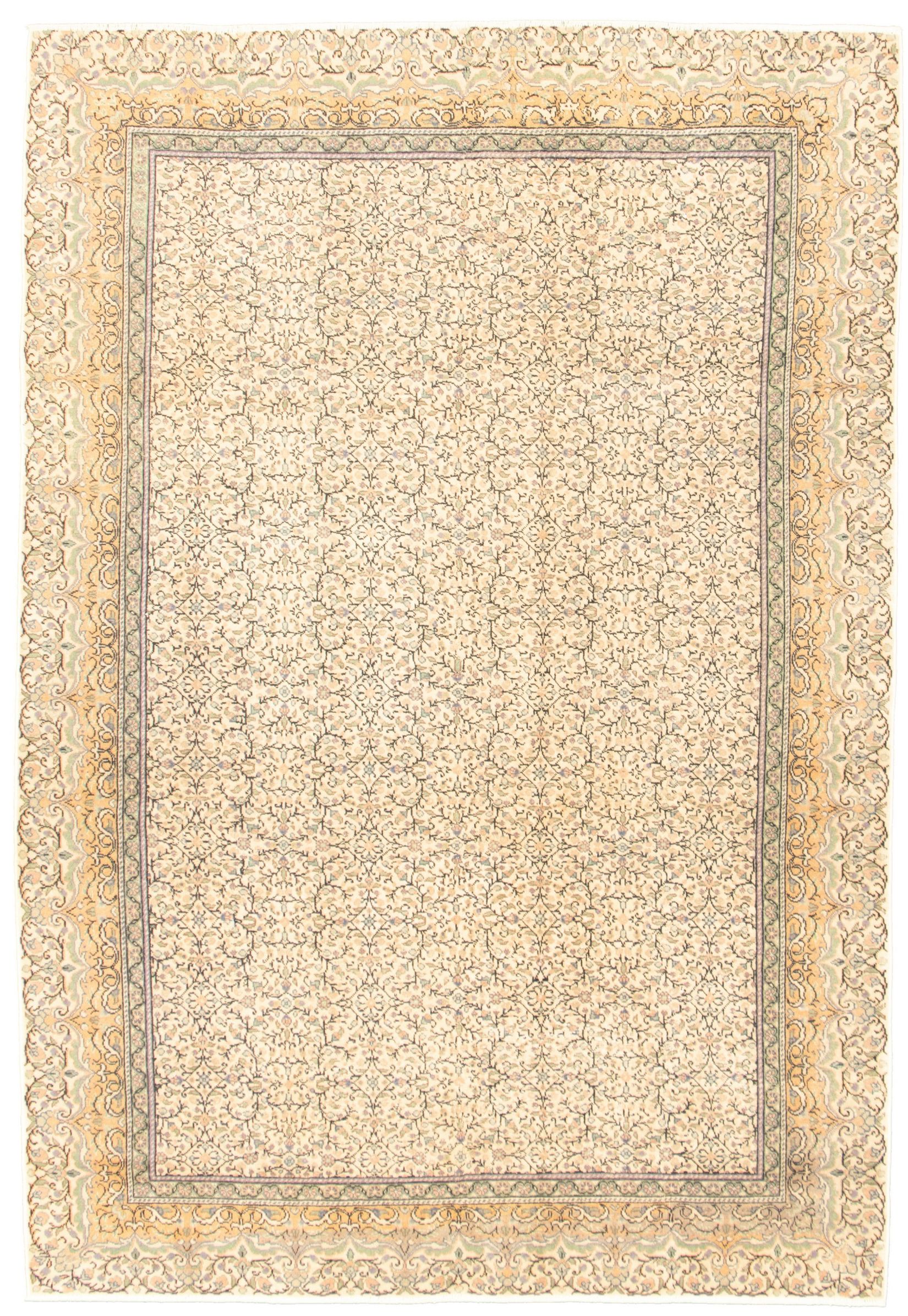Hand-knotted Keisari Vintage Ivory Wool Rug 6'6" x 9'7" Size: 6'6" x 9'7"  