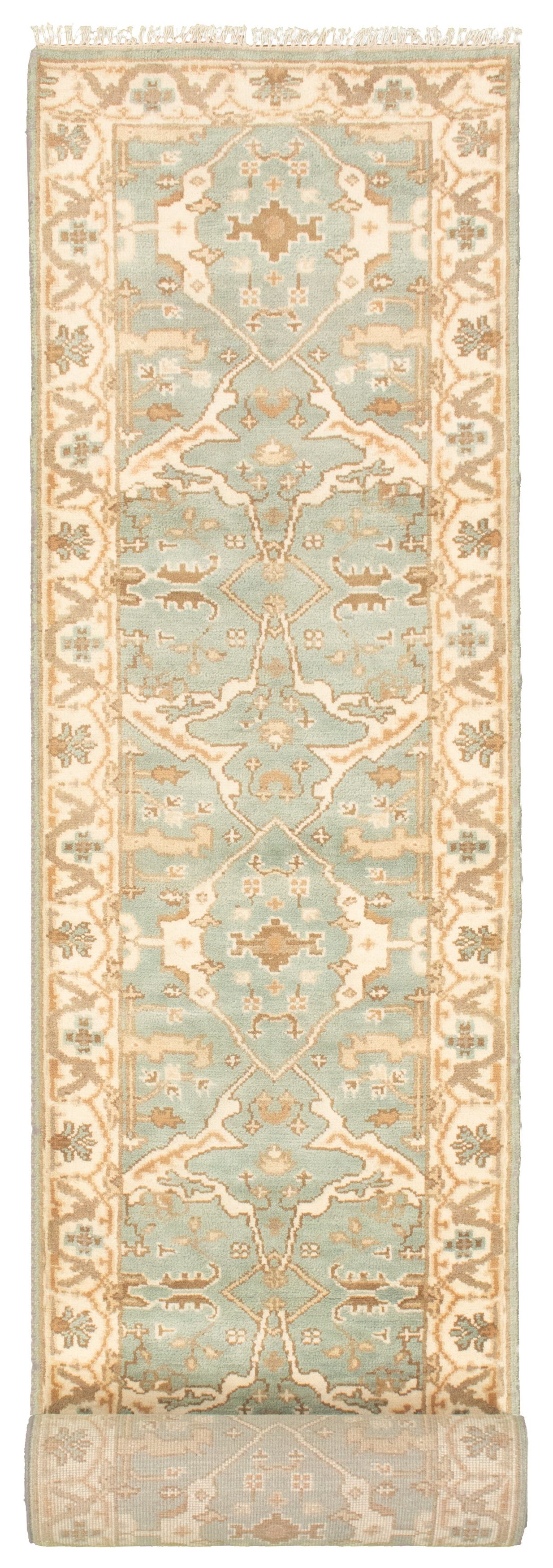Hand-knotted Royal Ushak Turquoise Wool Rug 2'8" x 19'10" Size: 2'8" x 19'10"  