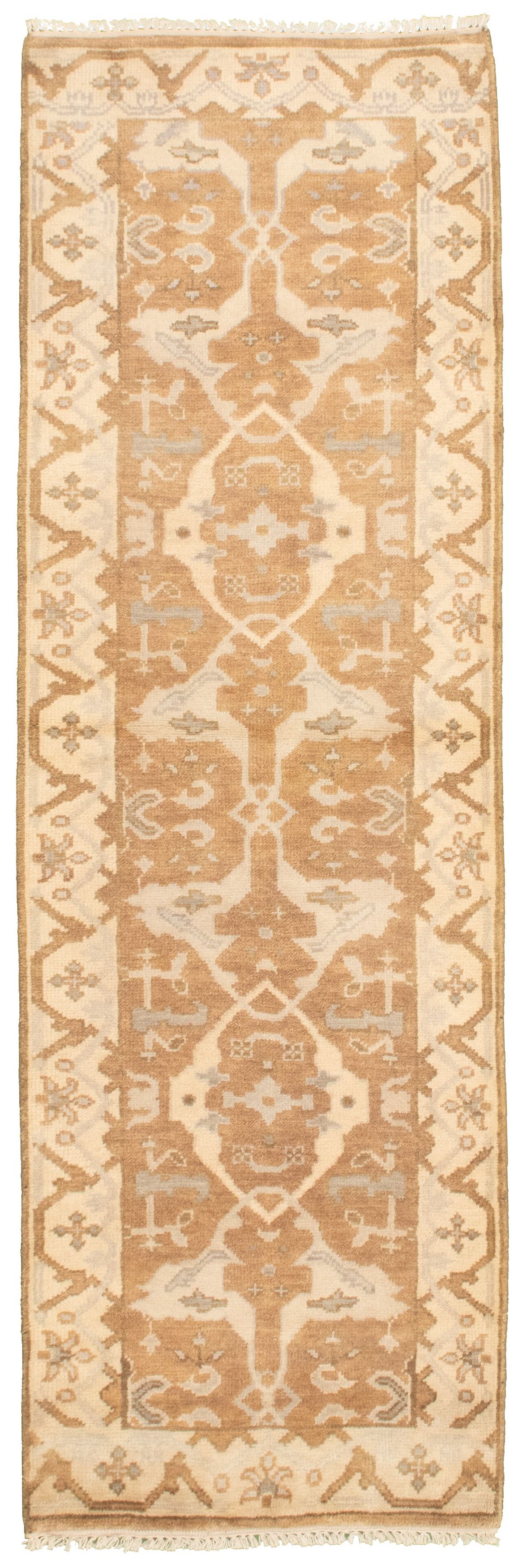 Hand-knotted Royal Ushak Tan Wool Rug 2'7" x 8'1" Size: 2'7" x 8'1"  