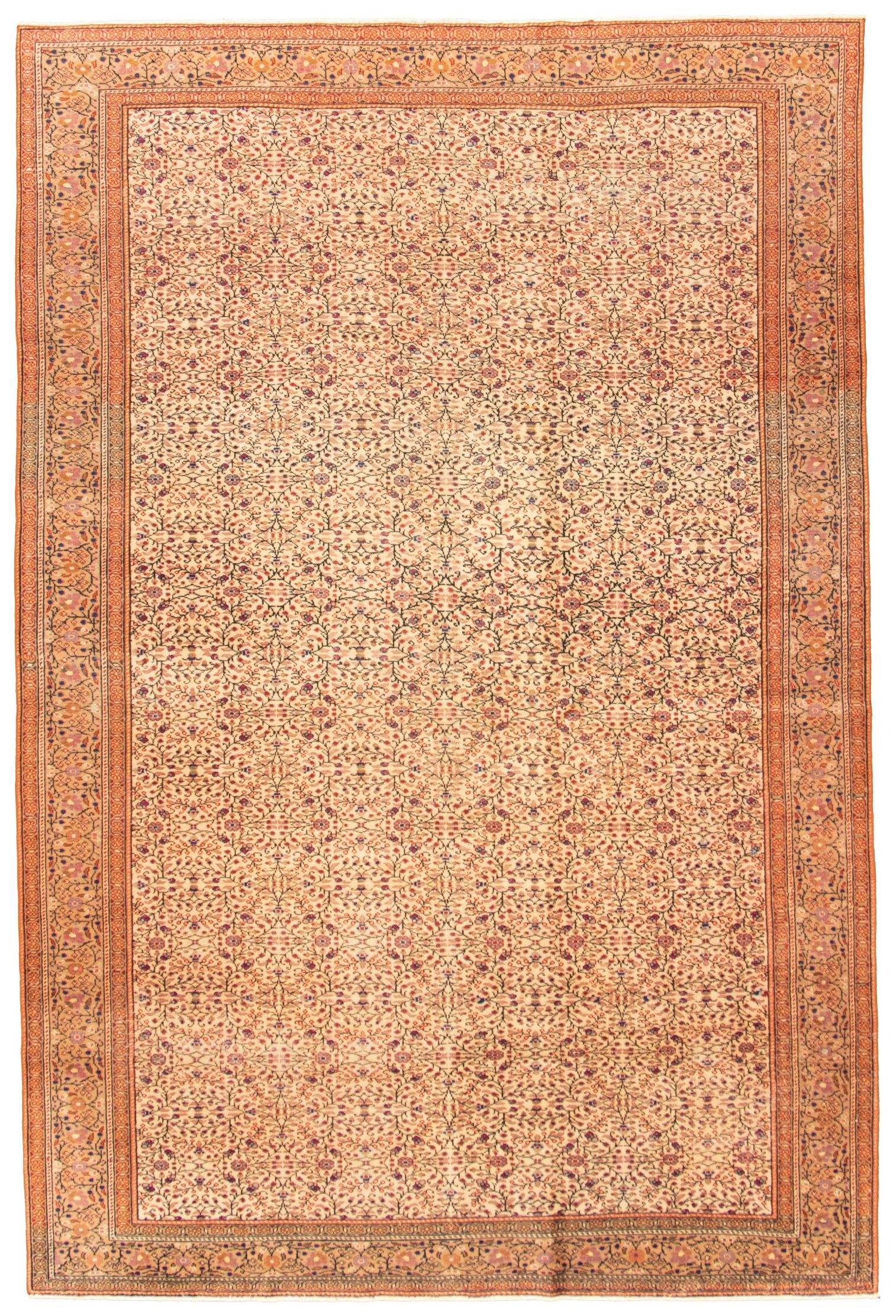 Hand-knotted Keisari Vintage Ivory Wool Rug 6'4" x 9'7"  Size: 6'4" x 9'7"  