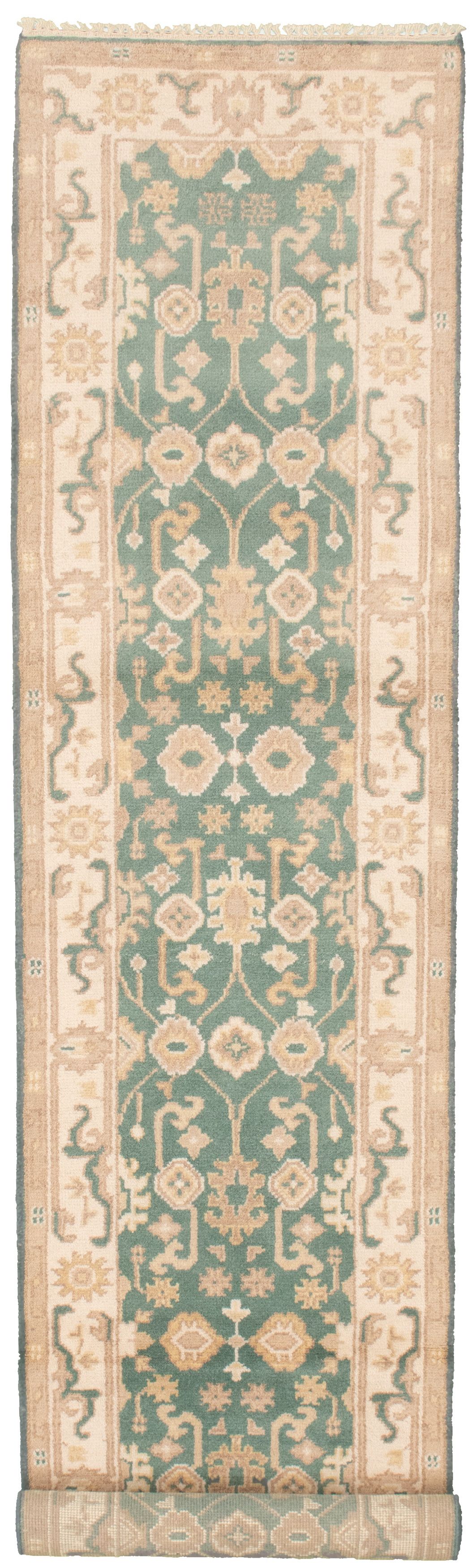 Hand-knotted Royal Ushak Teal Wool Rug 2'7" x 11'10" Size: 2'7" x 11'10"  