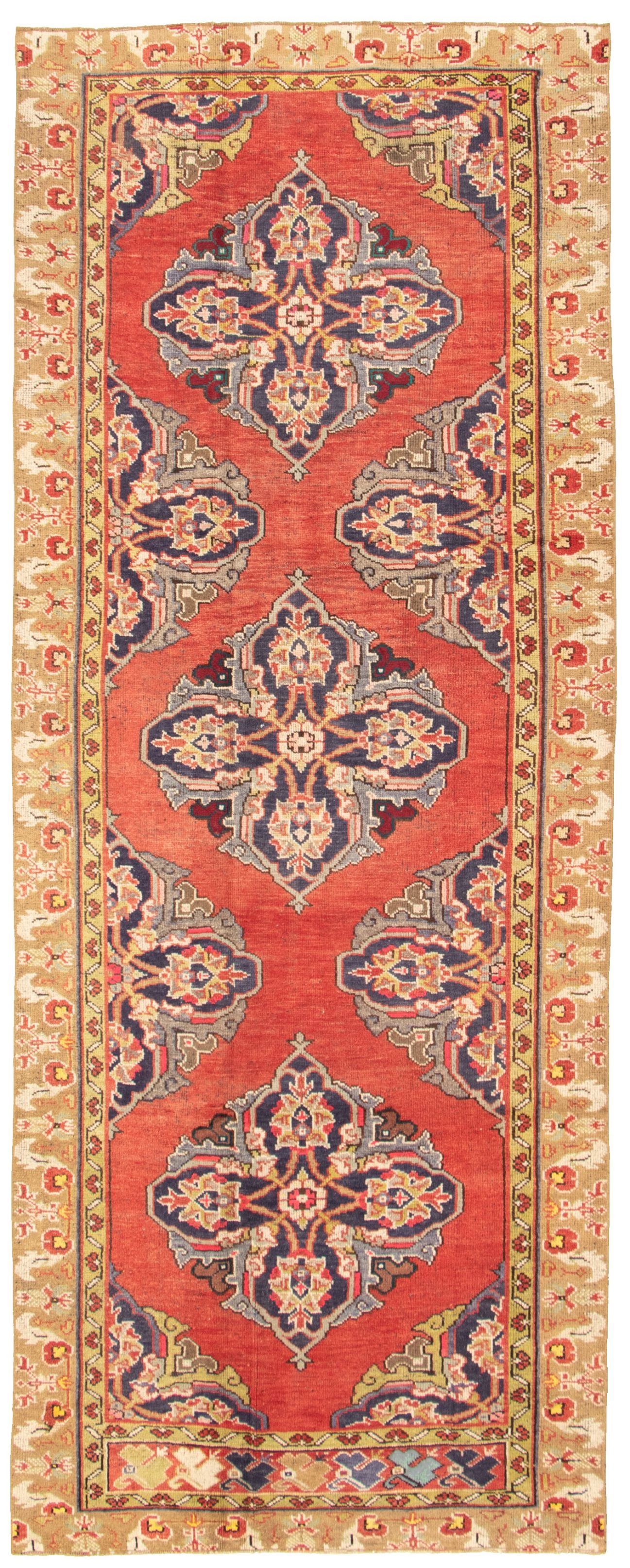 Hand-knotted Konya Anatolian Red Wool Rug 4'5" x 11'4" Size: 4'5" x 11'4"  