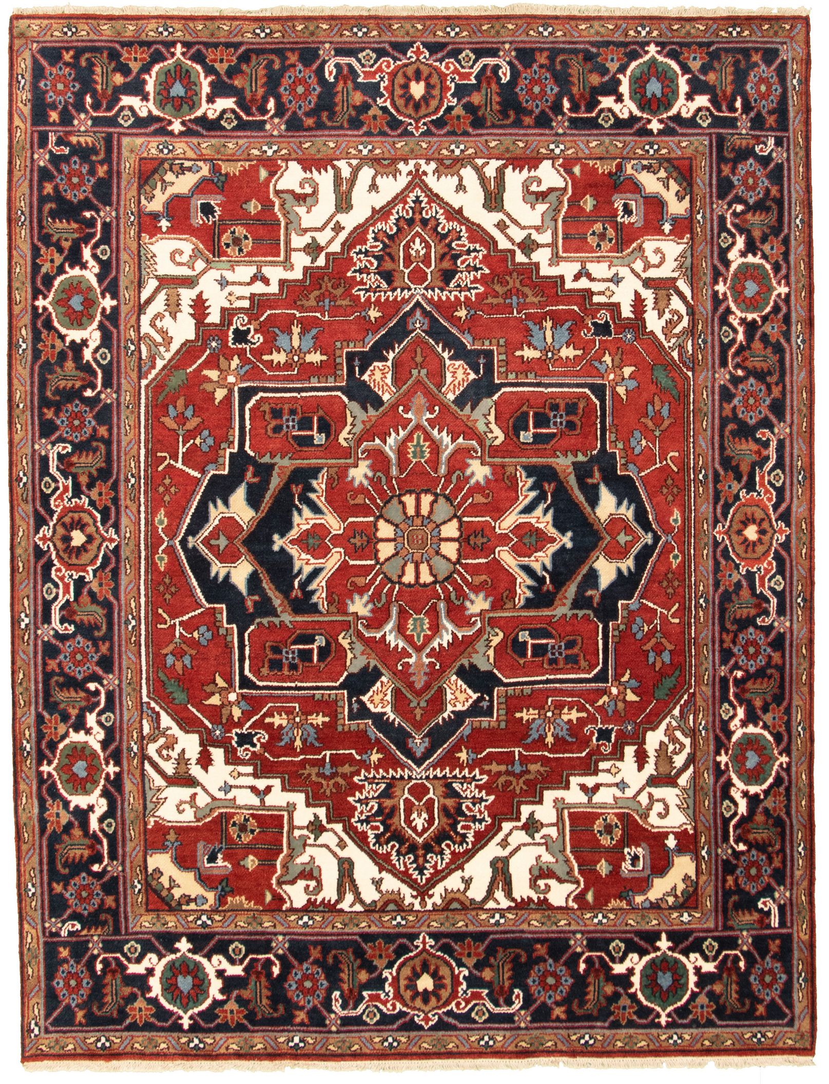 Hand-knotted Serapi Heritage II Dark Red Wool Rug 7'9" x 9'9" Size: 7'9" x 9'9"  