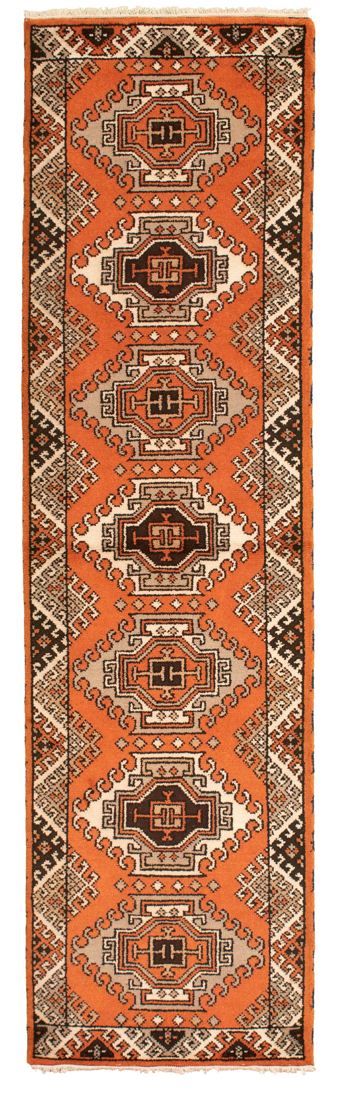Hand-knotted Royal Kazak Copper Wool Rug 2'8" x 9'11" Size: 2'8" x 9'11"  
