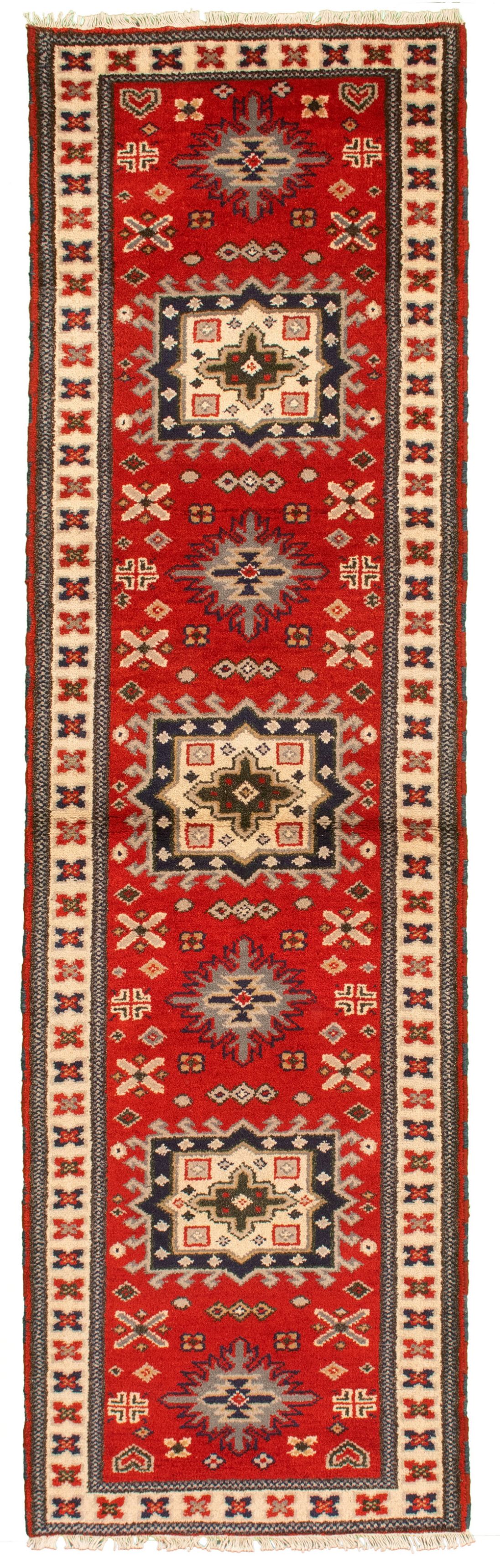 Hand-knotted Royal Kazak Red Wool Rug 2'10" x 9'10"  Size: 2'10" x 9'10"  