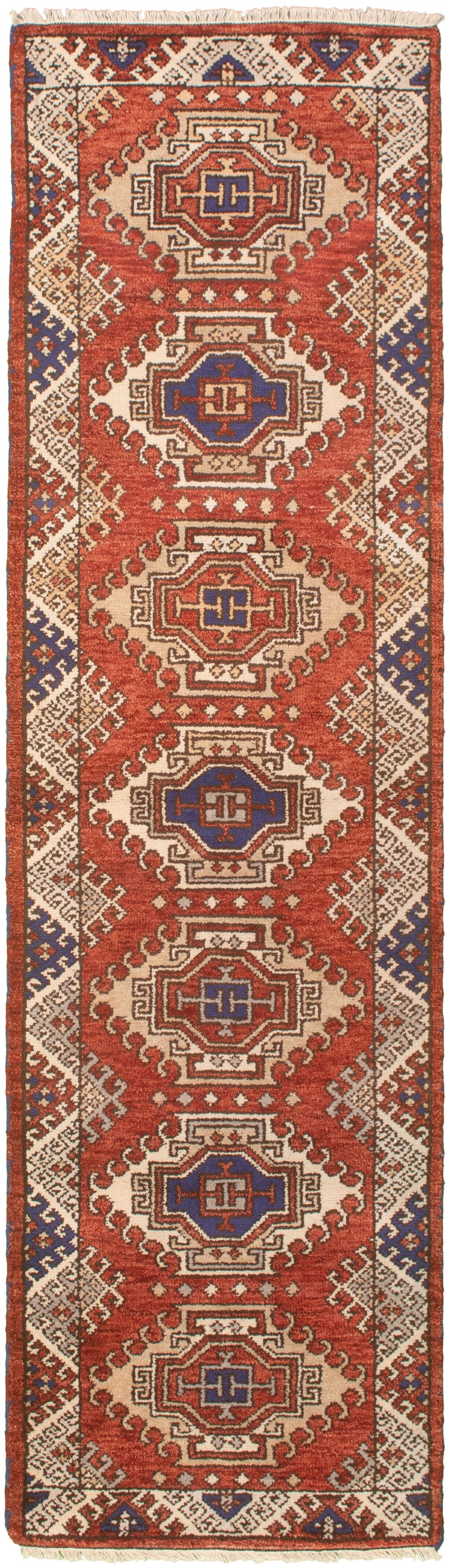 Hand-knotted Royal Kazak Dark Red Wool Rug 2'8" x 9'10"  Size: 2'8" x 9'10"  
