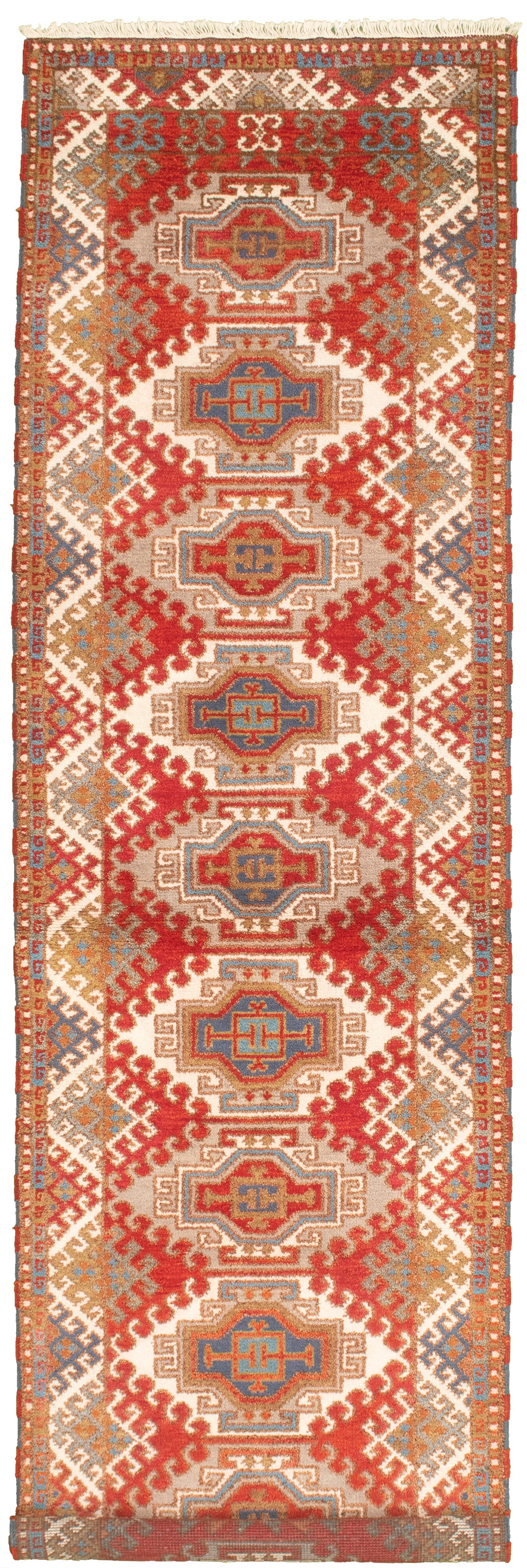 Hand-knotted Royal Kazak Dark Red Wool Rug 2'9" x 10'0"  Size: 2'9" x 10'0"  