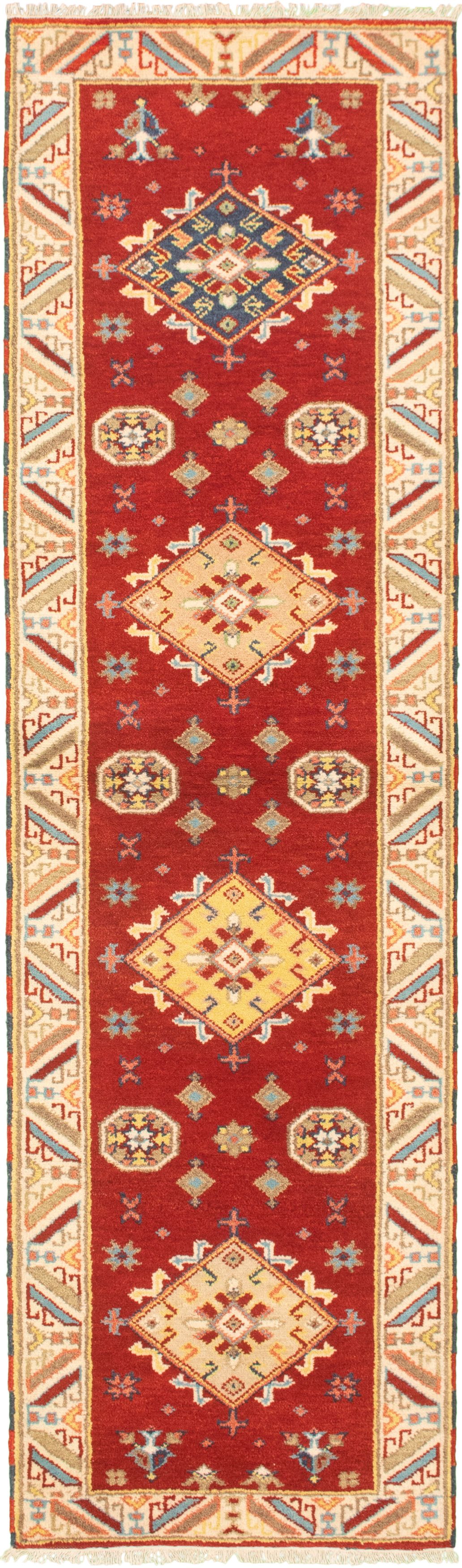 Hand-knotted Royal Kazak Red Wool Rug 2'9" x 9'10" (23) Size: 2'9" x 9'10"  