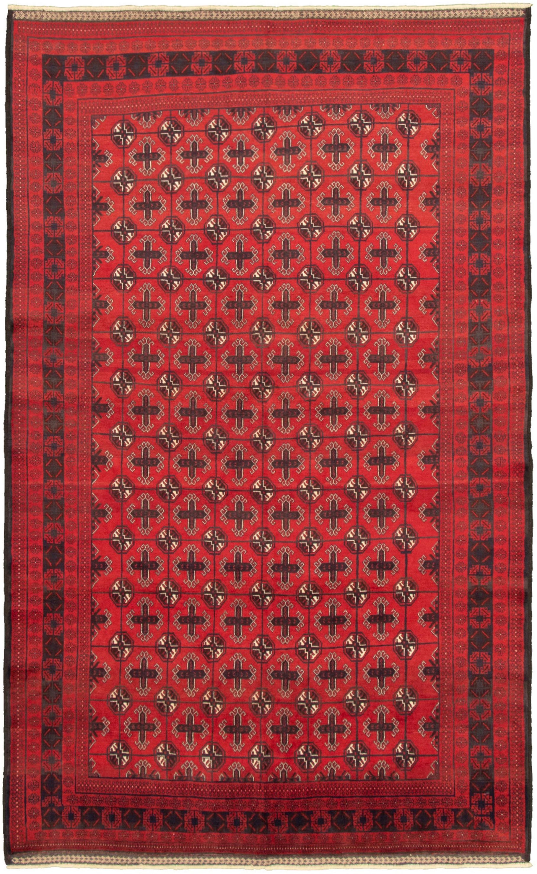 Hand-knotted Teimani Red Wool Rug 6'11" x 11'0" Size: 6'11" x 11'0"  