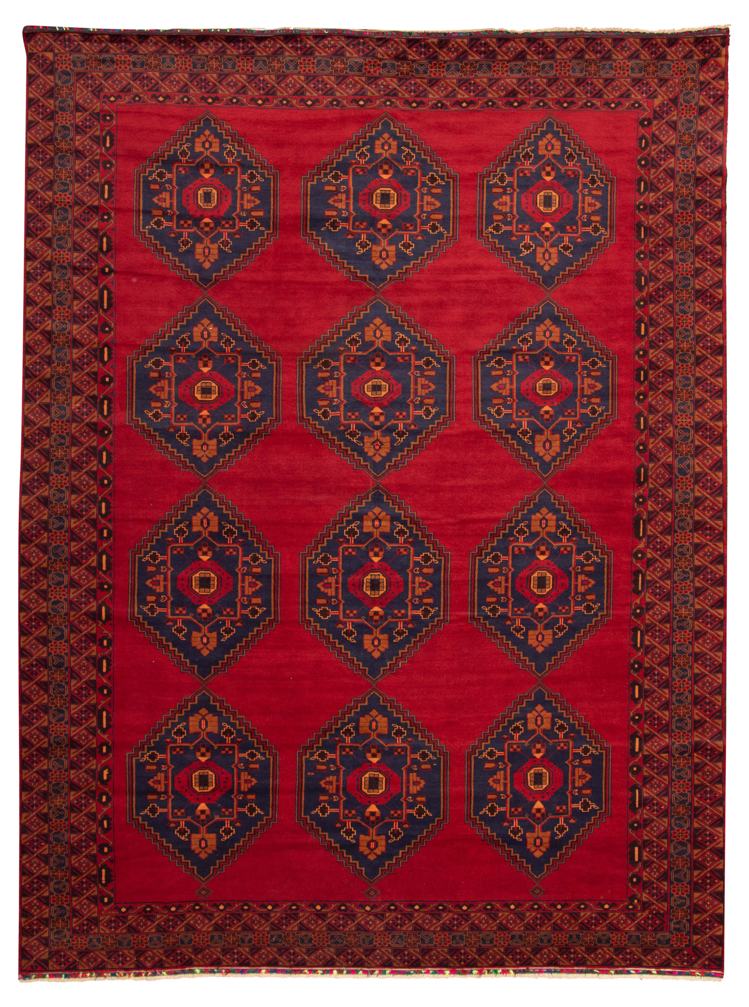 Hand-knotted Teimani Dark Red Wool Rug 9'10" x 12'10" Size: 9'10" x 12'10"  