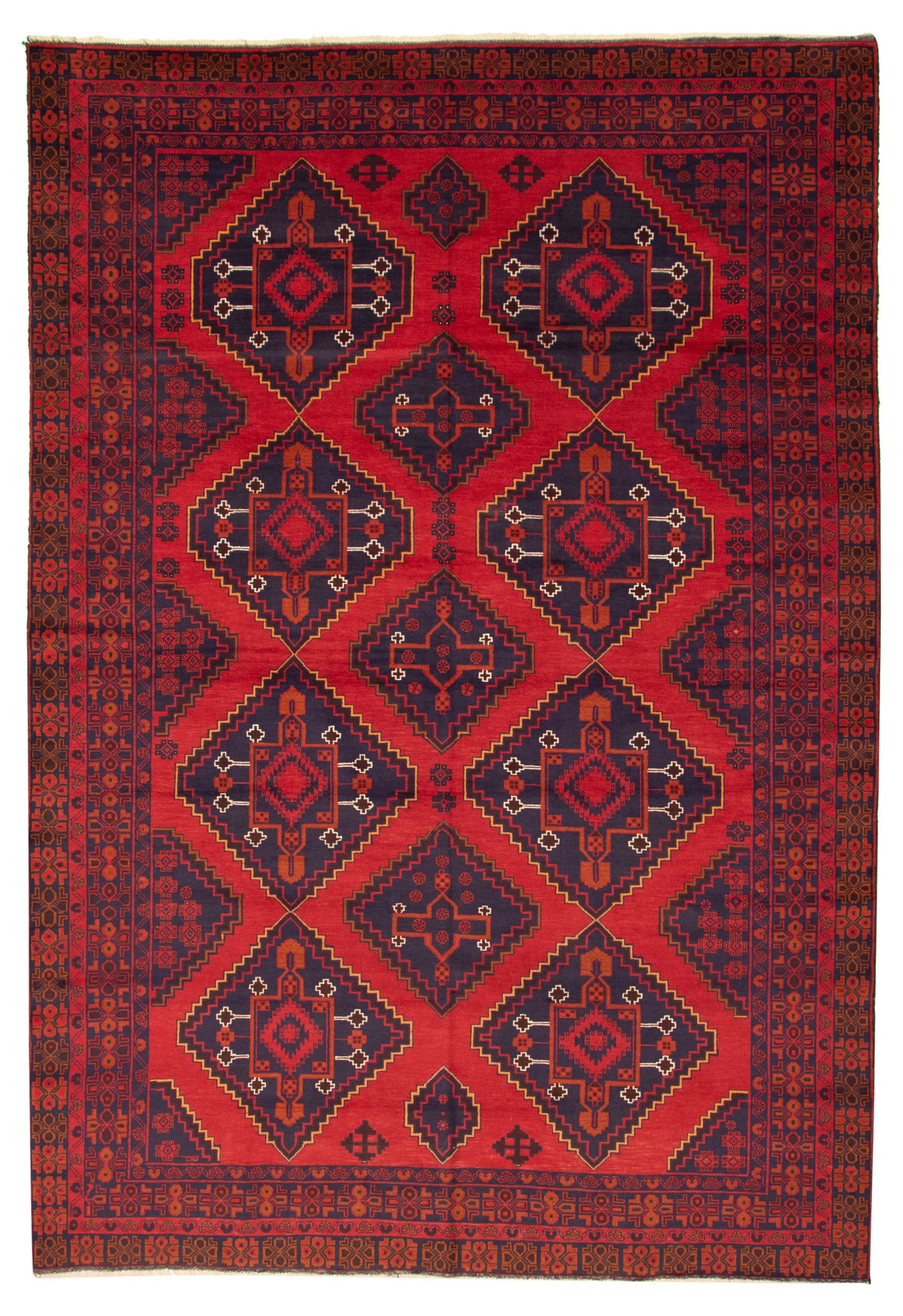 Hand-knotted Teimani Red Wool Rug 8'3" x 12'0" Size: 8'3" x 12'0"  