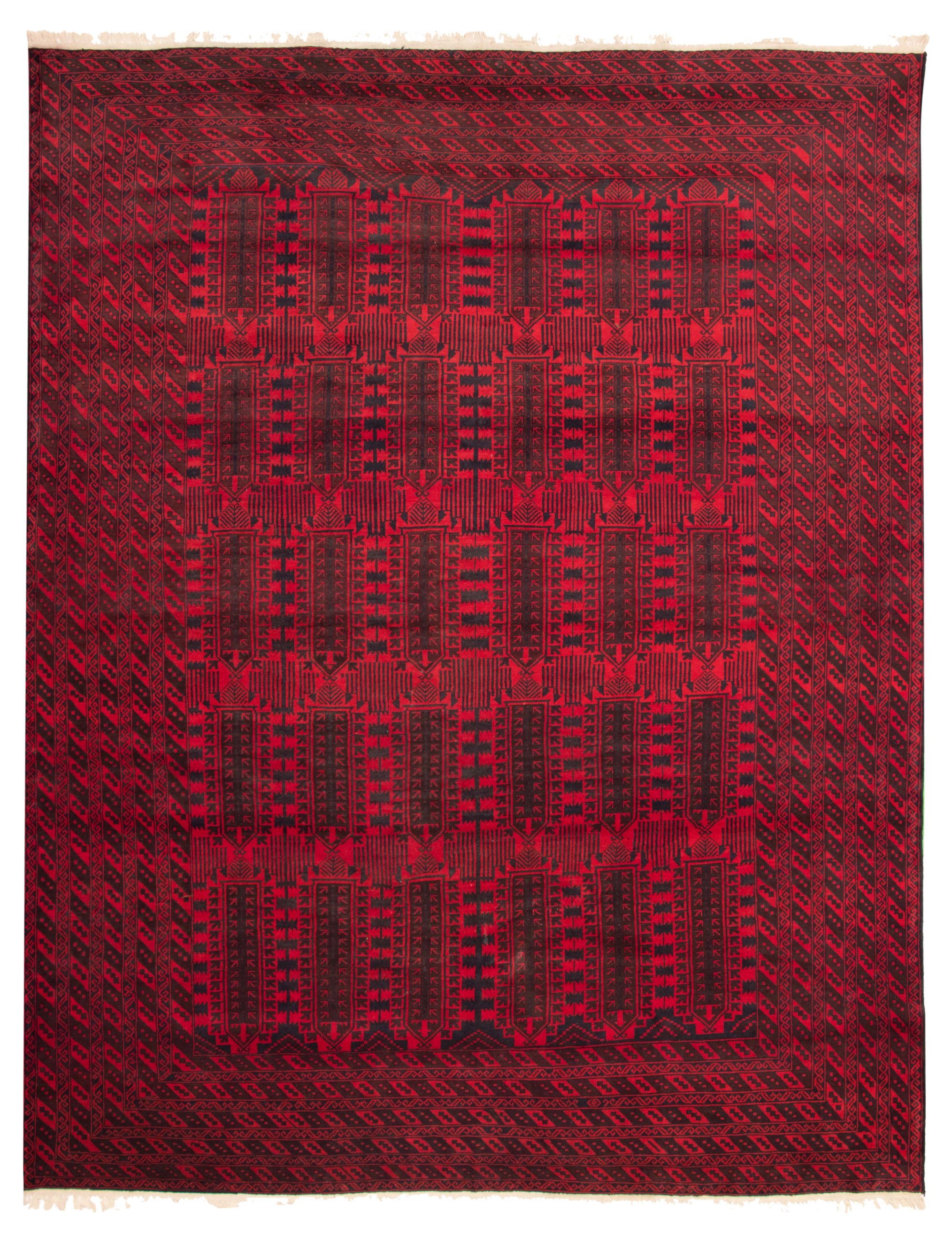 Hand-knotted Teimani Red Wool Rug 9'10" x 12'5" Size: 9'10" x 12'5"  
