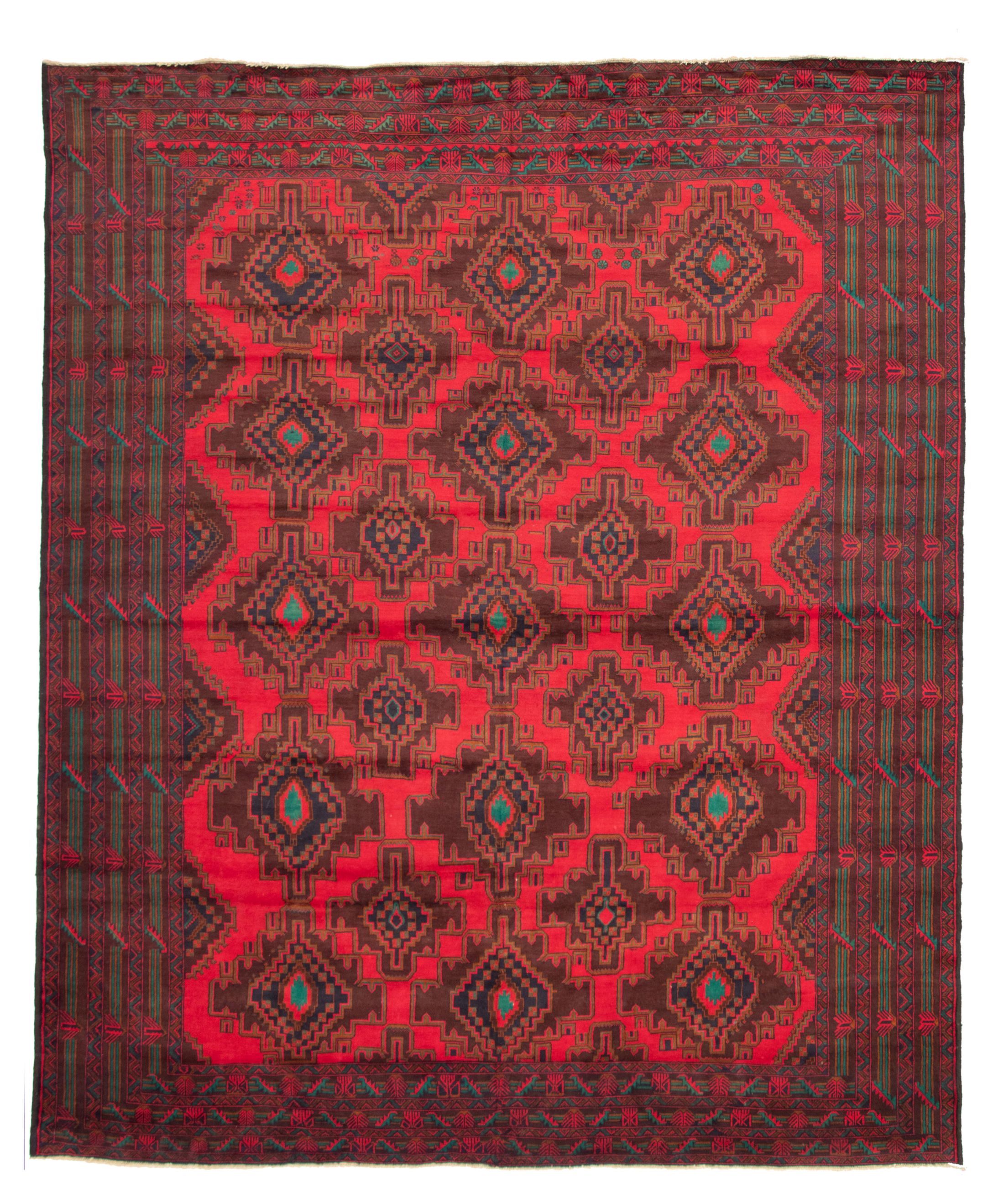 Hand-knotted Teimani Red Wool Rug 9'10" x 11'7" Size: 9'10" x 11'7"  