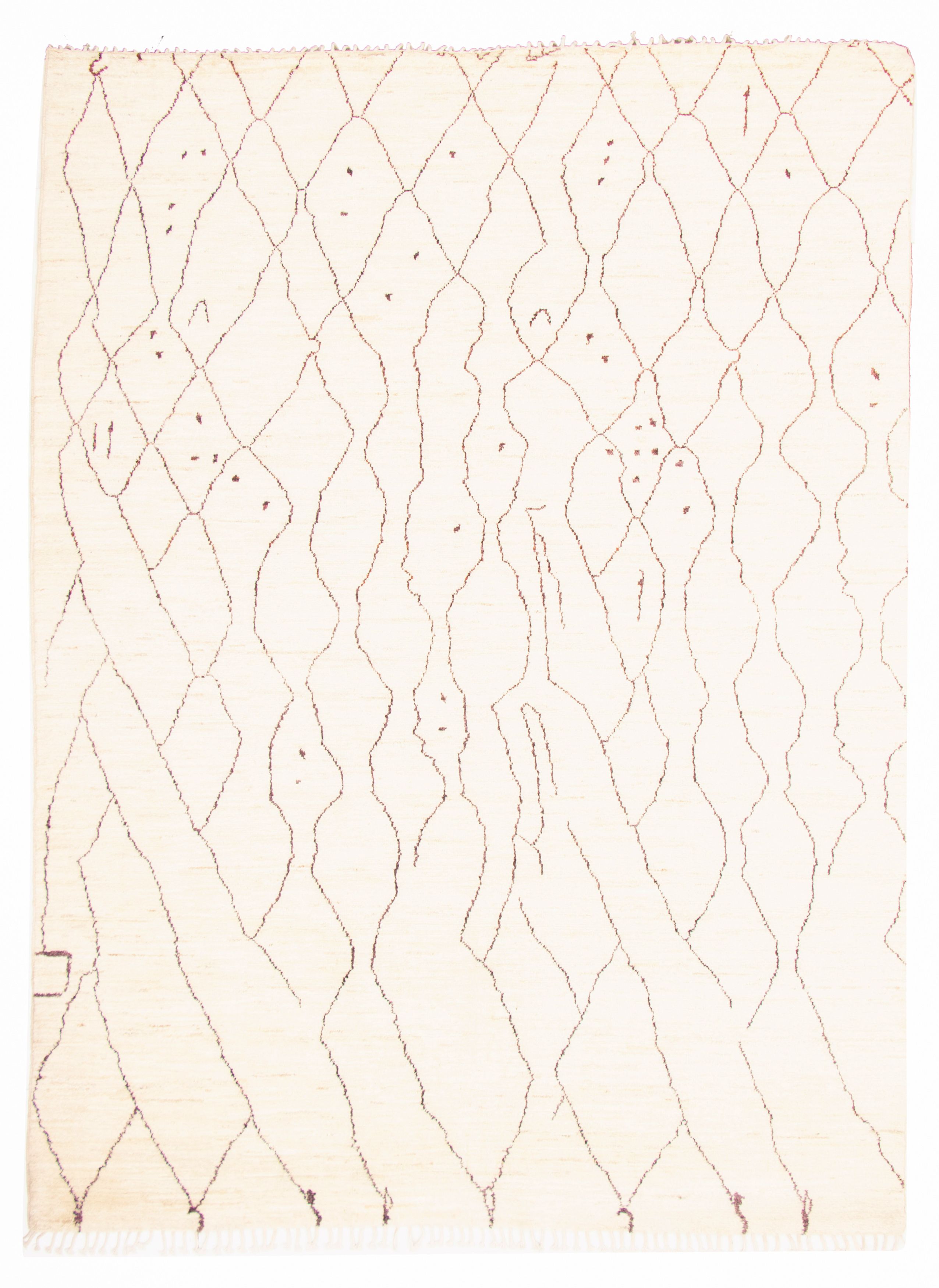 Hand-knotted Marrakech Cream Wool Rug 9'10" x 13'4" Size: 9'10" x 13'4"  