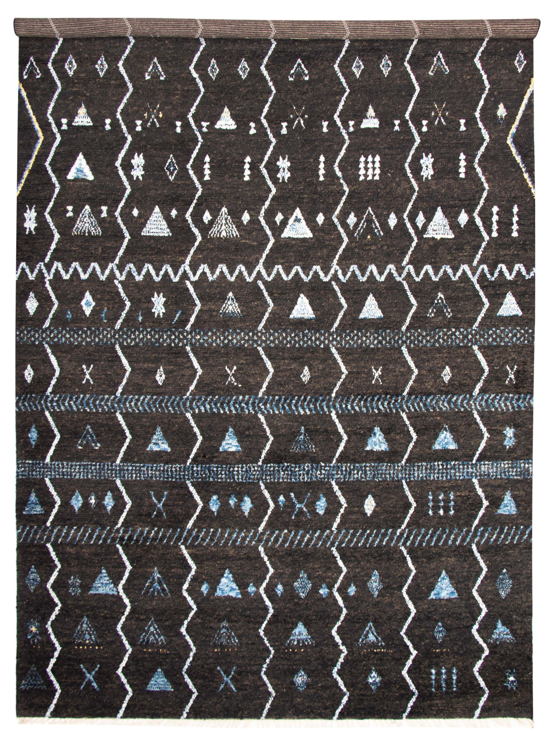 Hand-knotted Marrakech Black Wool Rug 9'11" x 14'7" Size: 9'11" x 14'7"  