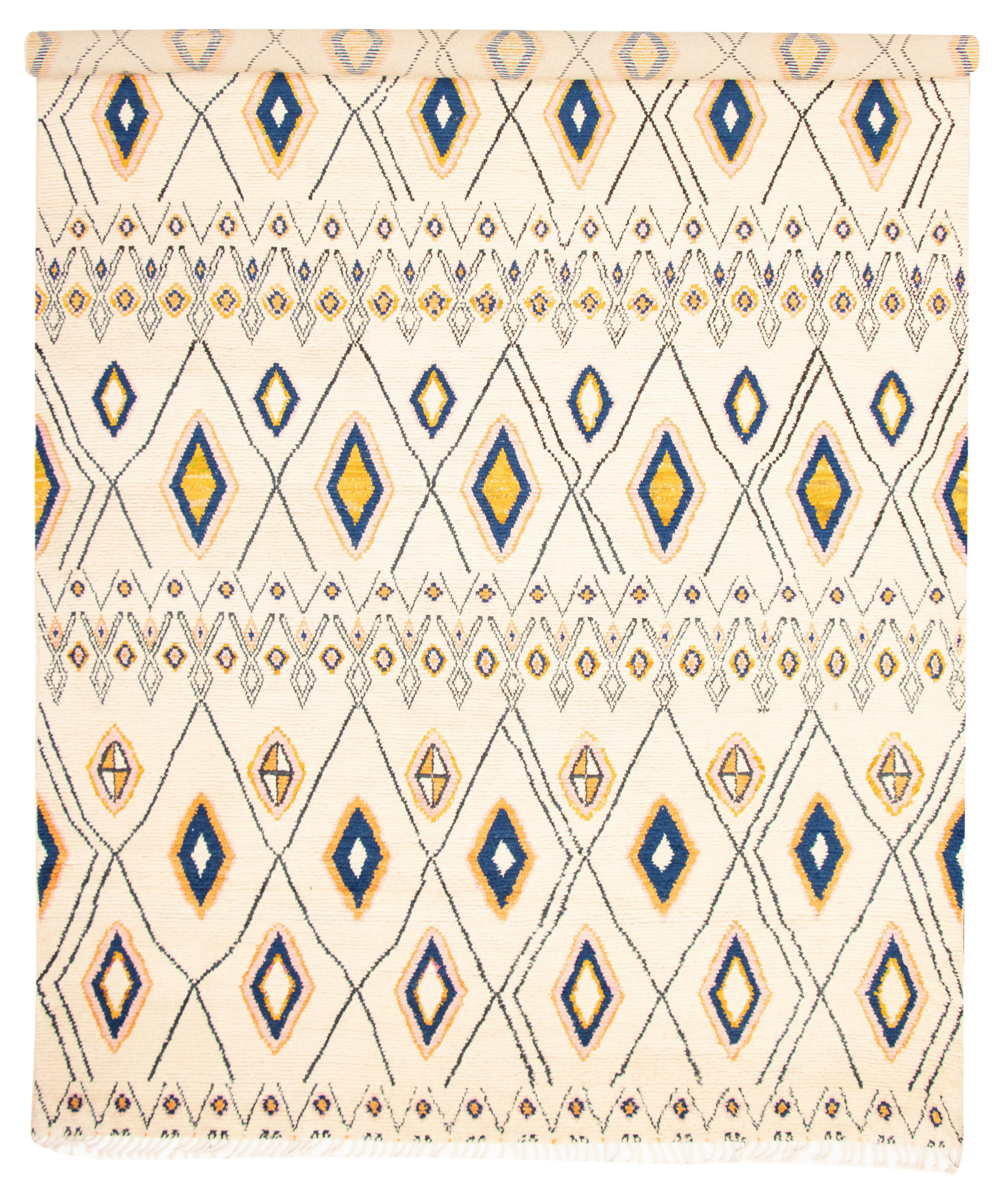 Hand-knotted Marrakech Cream Wool Rug 9'11" x 14'10" Size: 9'11" x 14'10"  