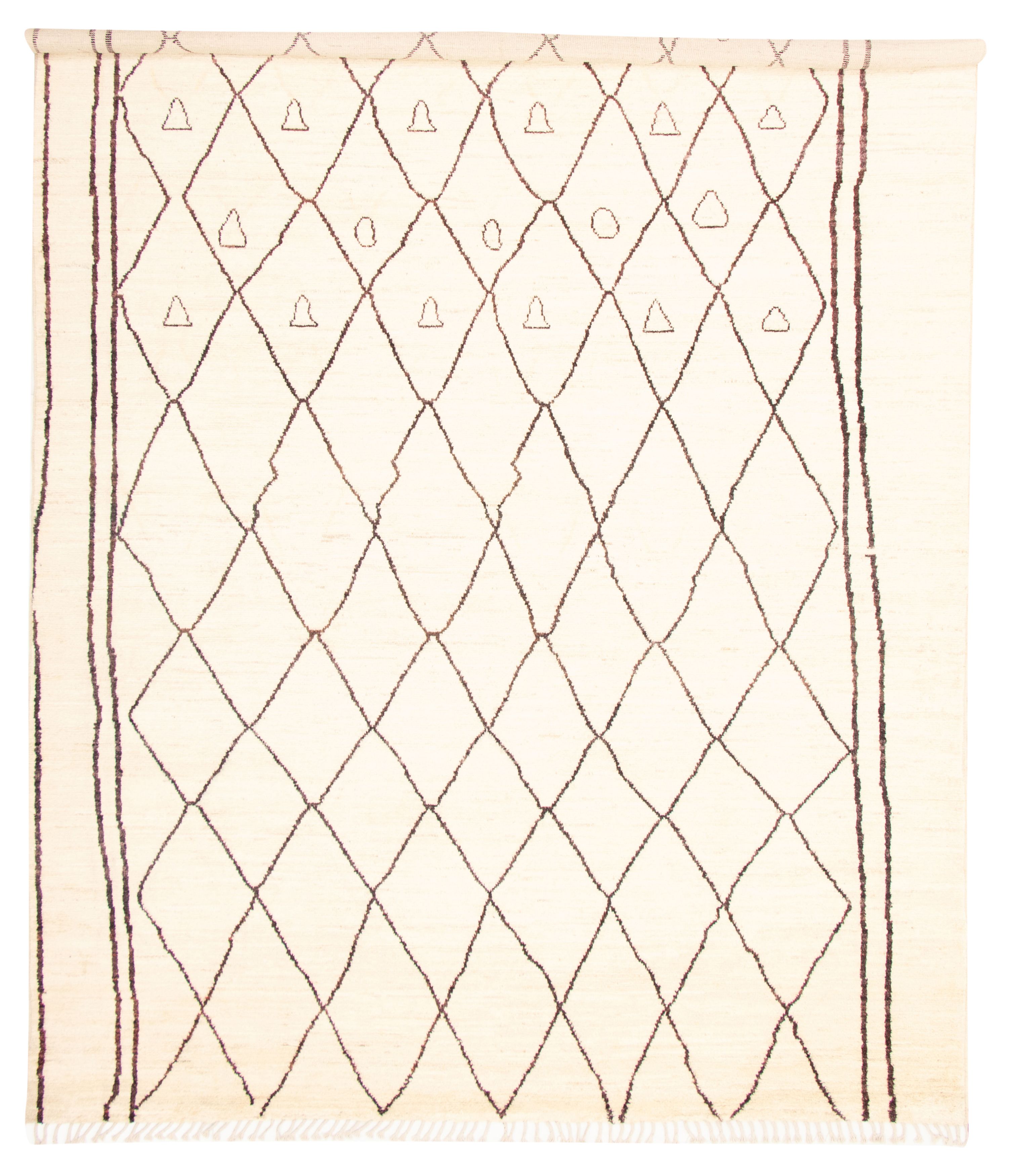 Hand-knotted Marrakech Cream Wool Rug 10'0" x 13'9" Size: 10'0" x 13'9"  
