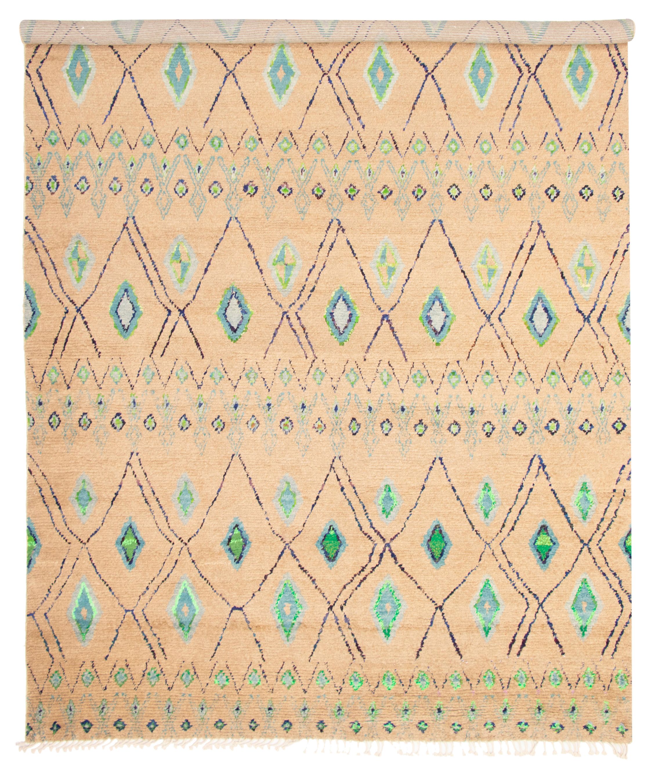 Hand-knotted Marrakech Tan Wool Rug 10'1" x 14'10" Size: 10'1" x 14'10"  