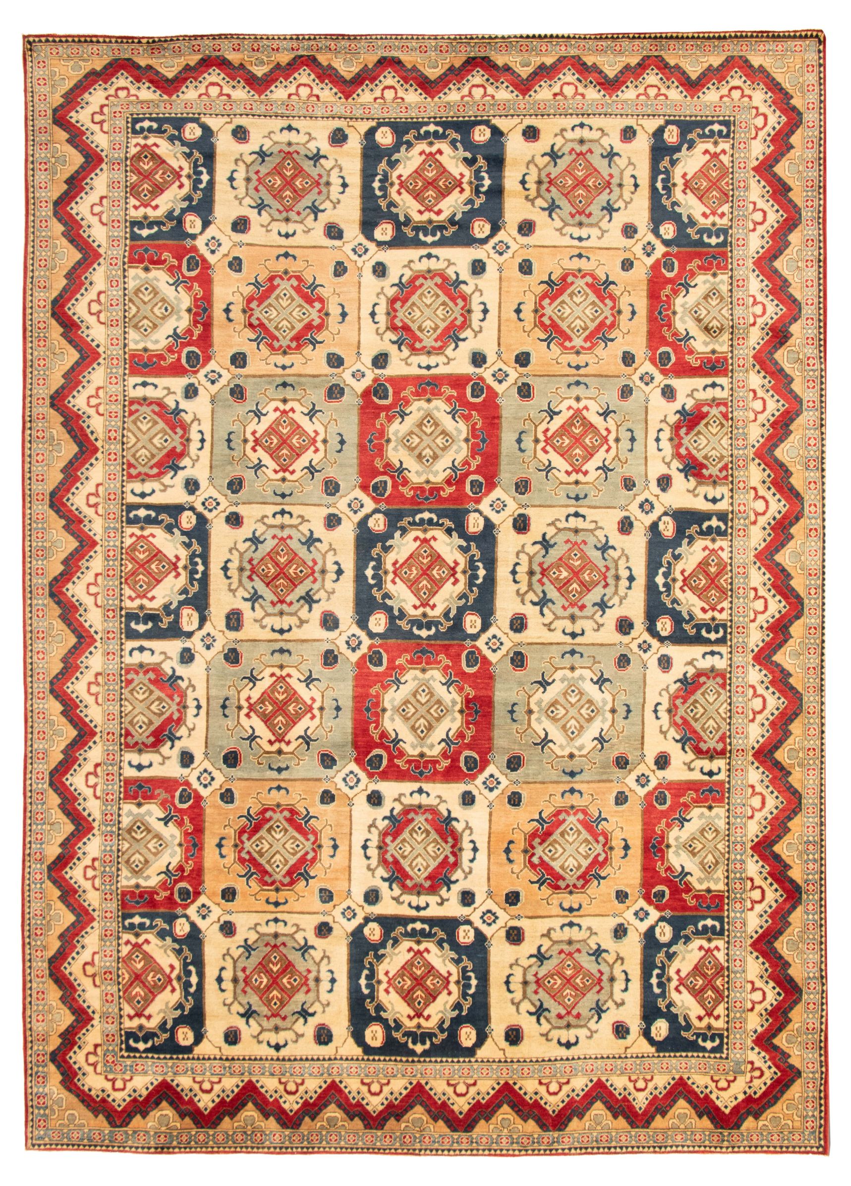 Hand-knotted Finest Gazni Ivory, Red  Rug 9'9" x 13'11" Size: 9'9" x 13'11"  