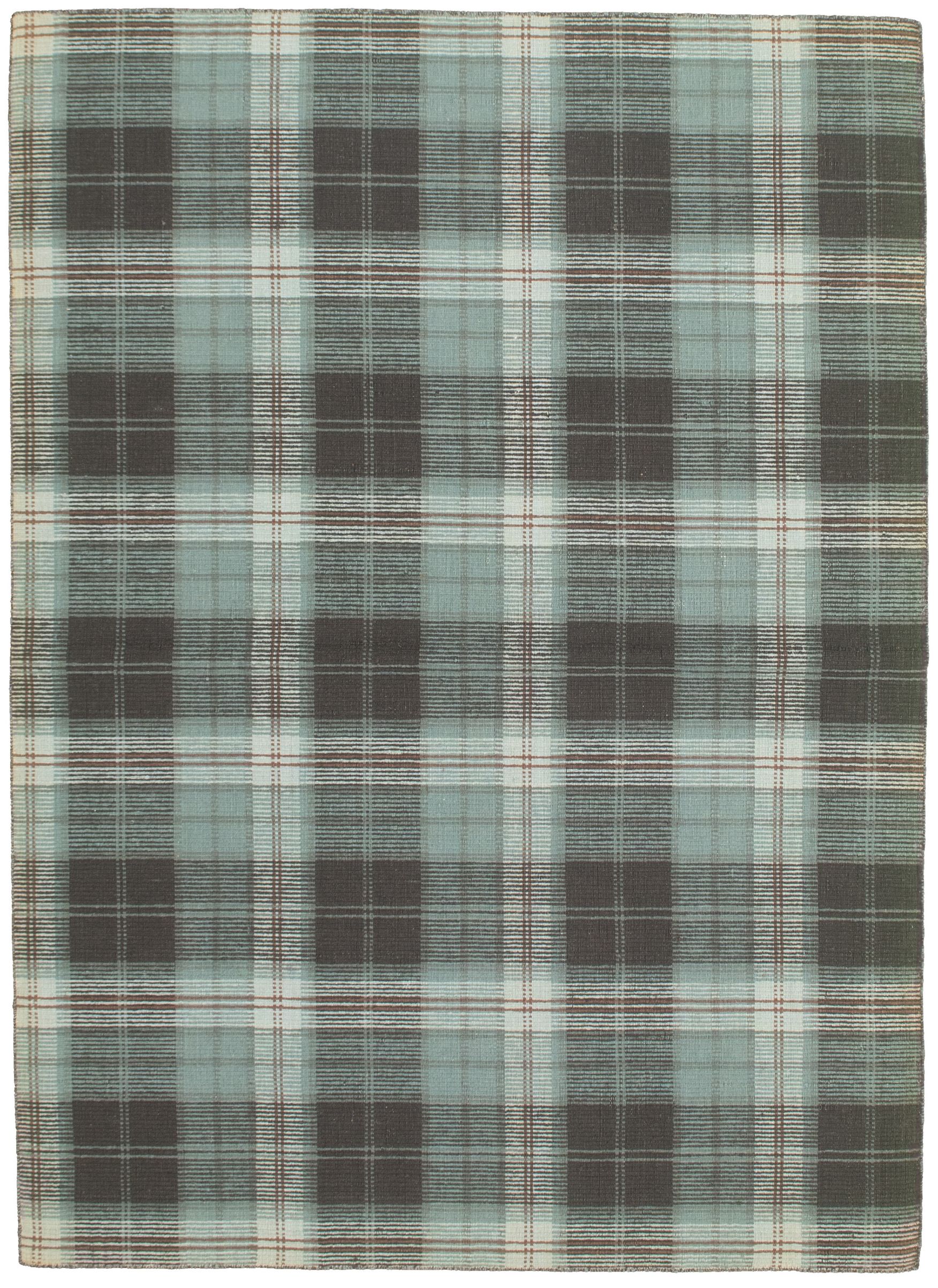 Hand woven Manhattan Black, Grey Wool Tapestry Kilim 5'7" x 7'11" Size: 5'7" x 7'11"  