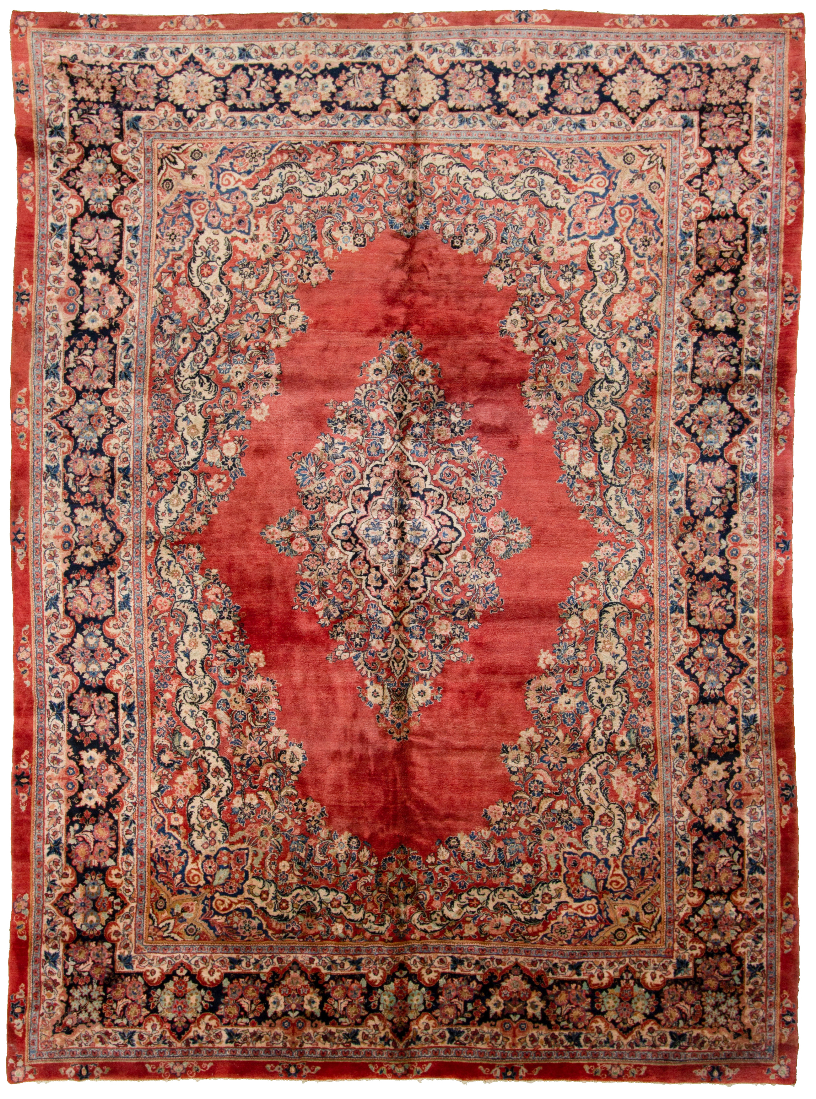 Hand-knotted Sarough Blue, Red  Rug 10'3" x 13'11" Size: 10'3" x 13'11"  