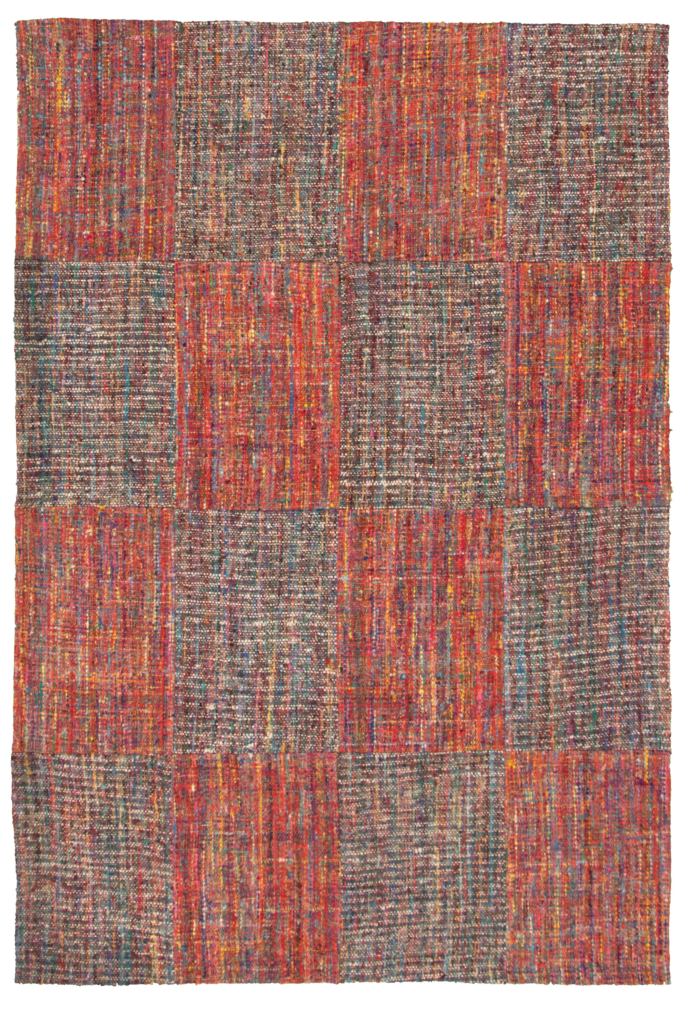 Handmade Collage Red  Rug 6'4" x 9'8" Size: 6'4" x 9'8"  