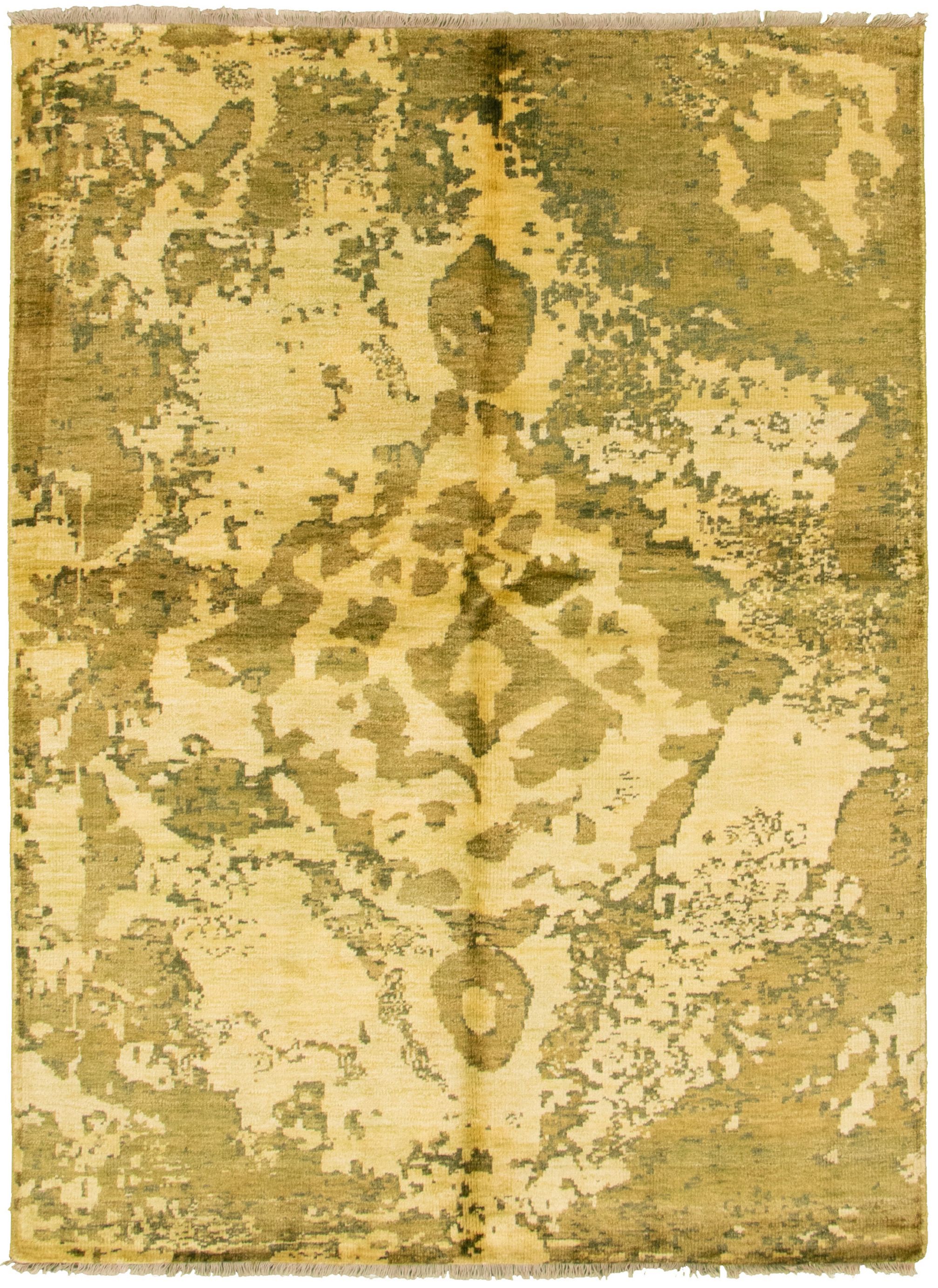 Hand-knotted Color transition Light Yellow  Rug 5'6" x 7'7" Size: 5'6" x 7'7"  