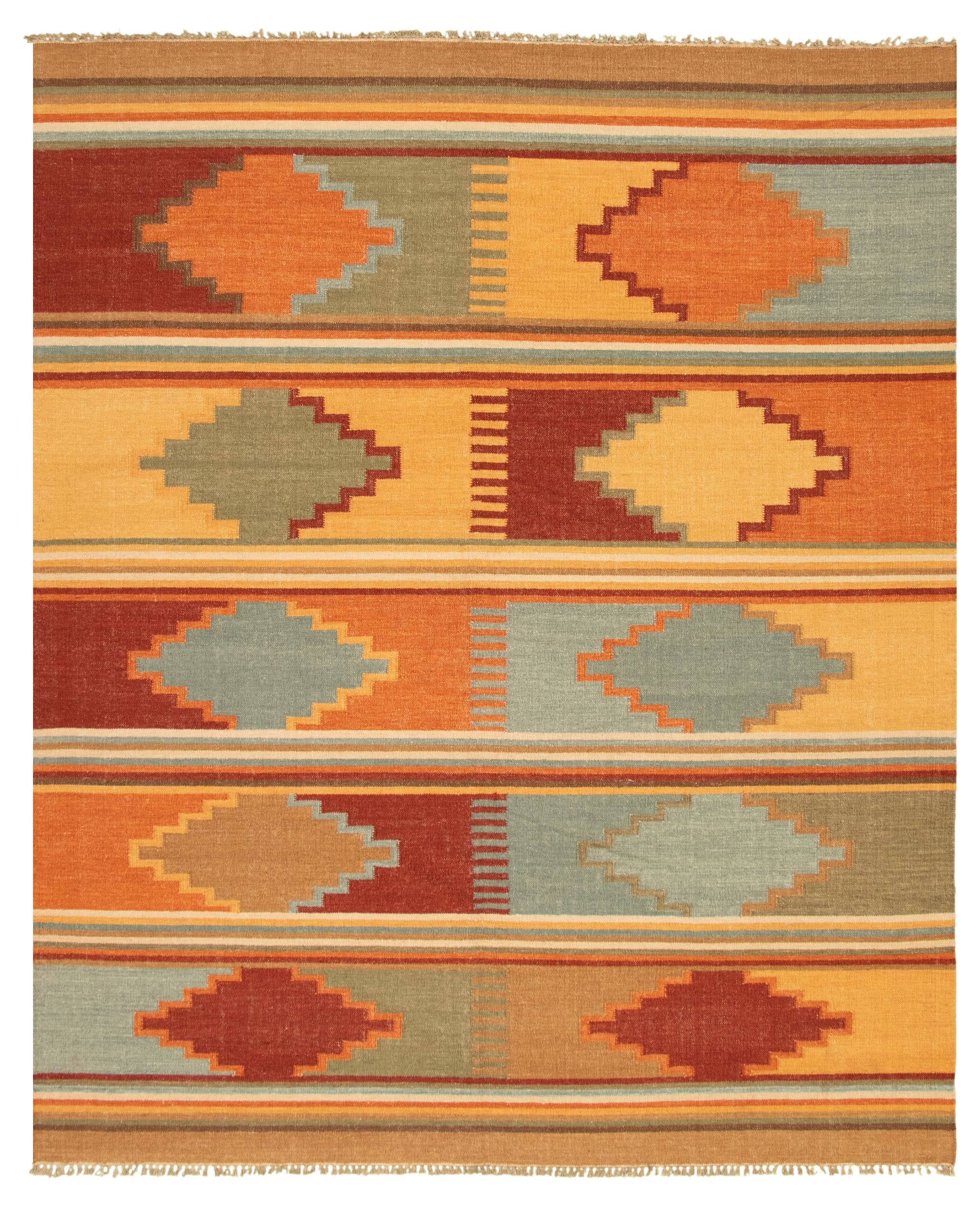 Hand woven Ankara FW Copper, Tan Wool Kilim 8'3" x 10'0" Size: 8'0" x 10'0"  