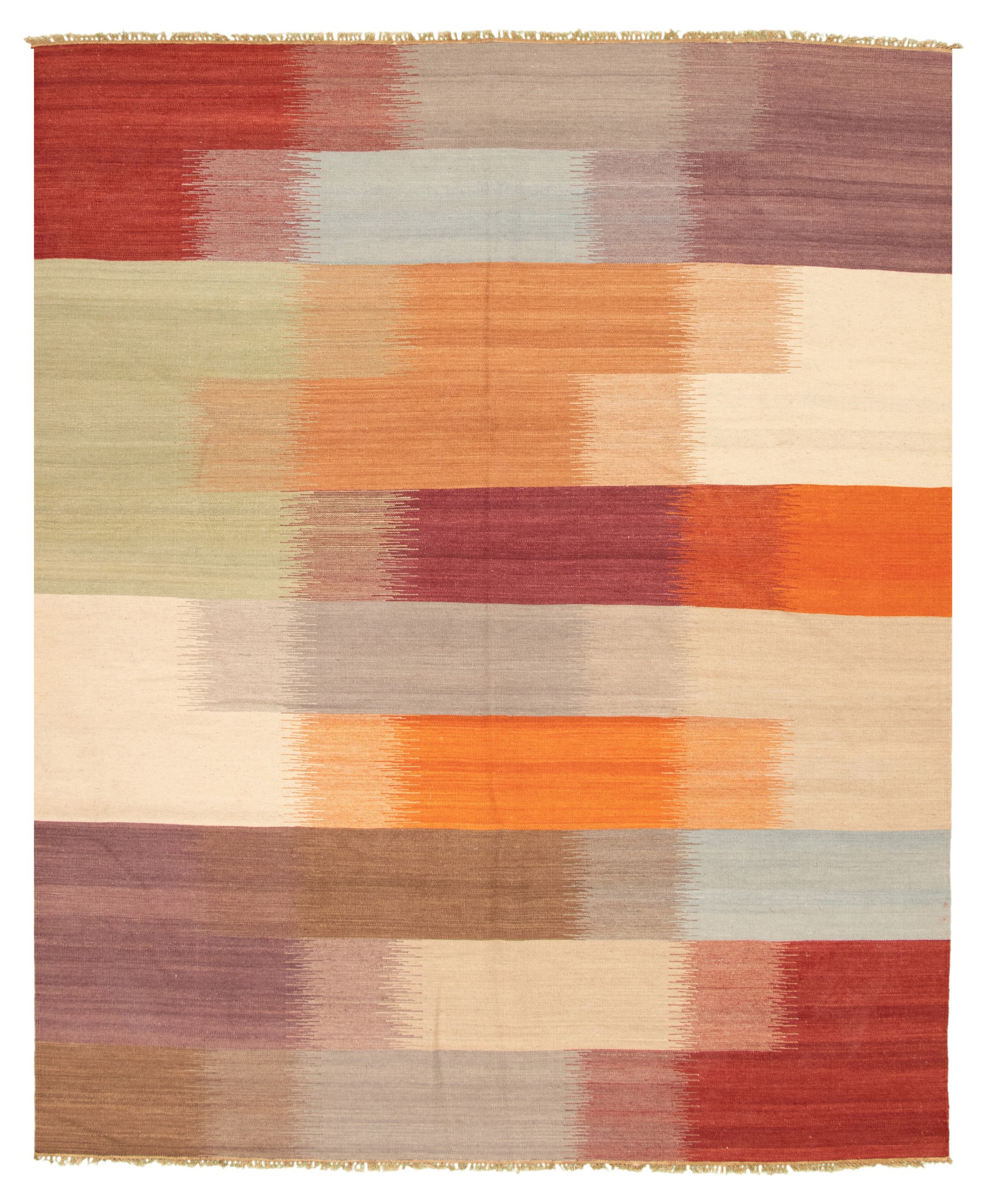 Hand woven Bold and Colorful  Multi Color Wool Kilim 8'0" x 10'0" Size: 8'0" x 10'0"  
