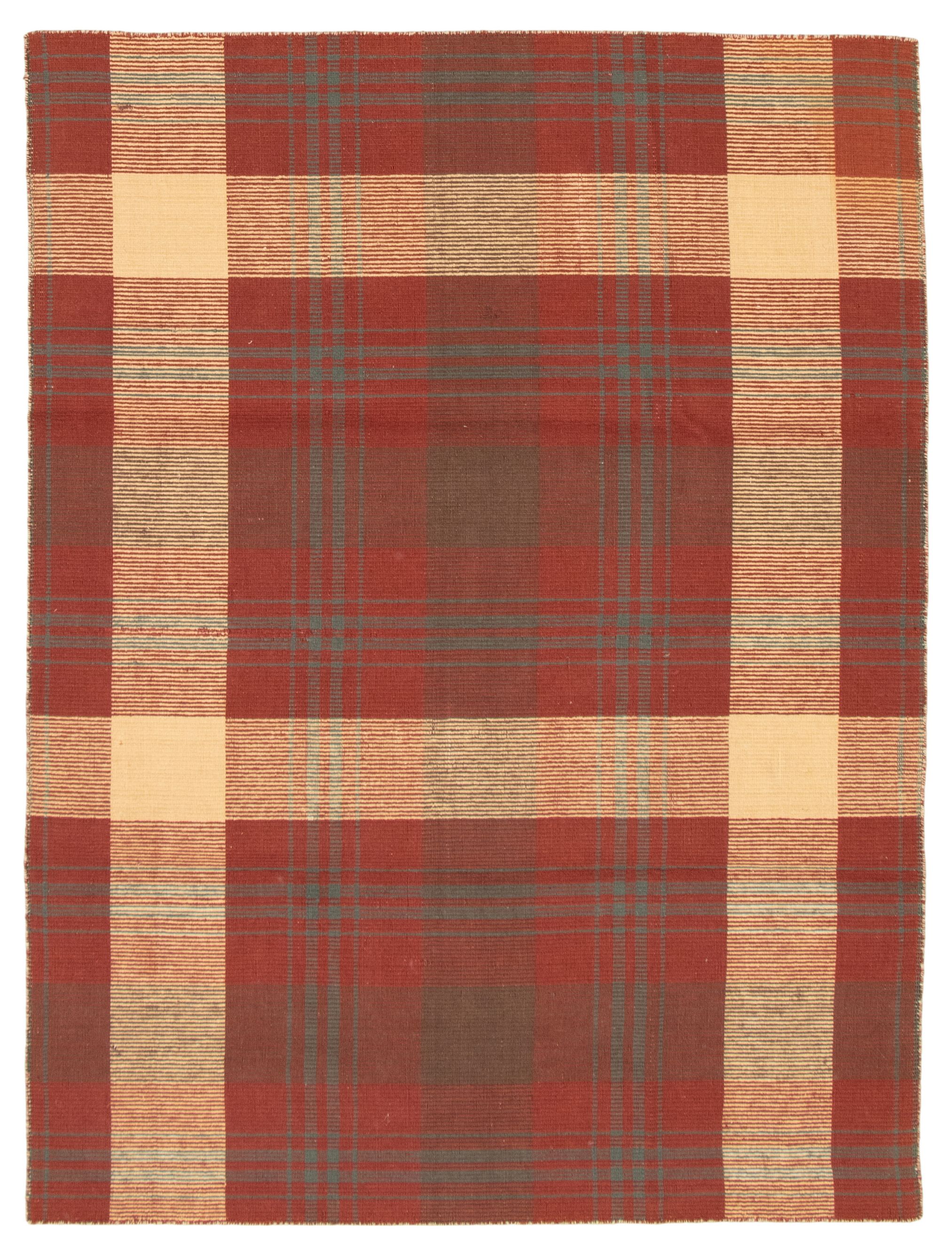Hand woven Manhattan Dark Red Wool Kilim 5'7" x 7'10"  Size: 5'7" x 7'10"  