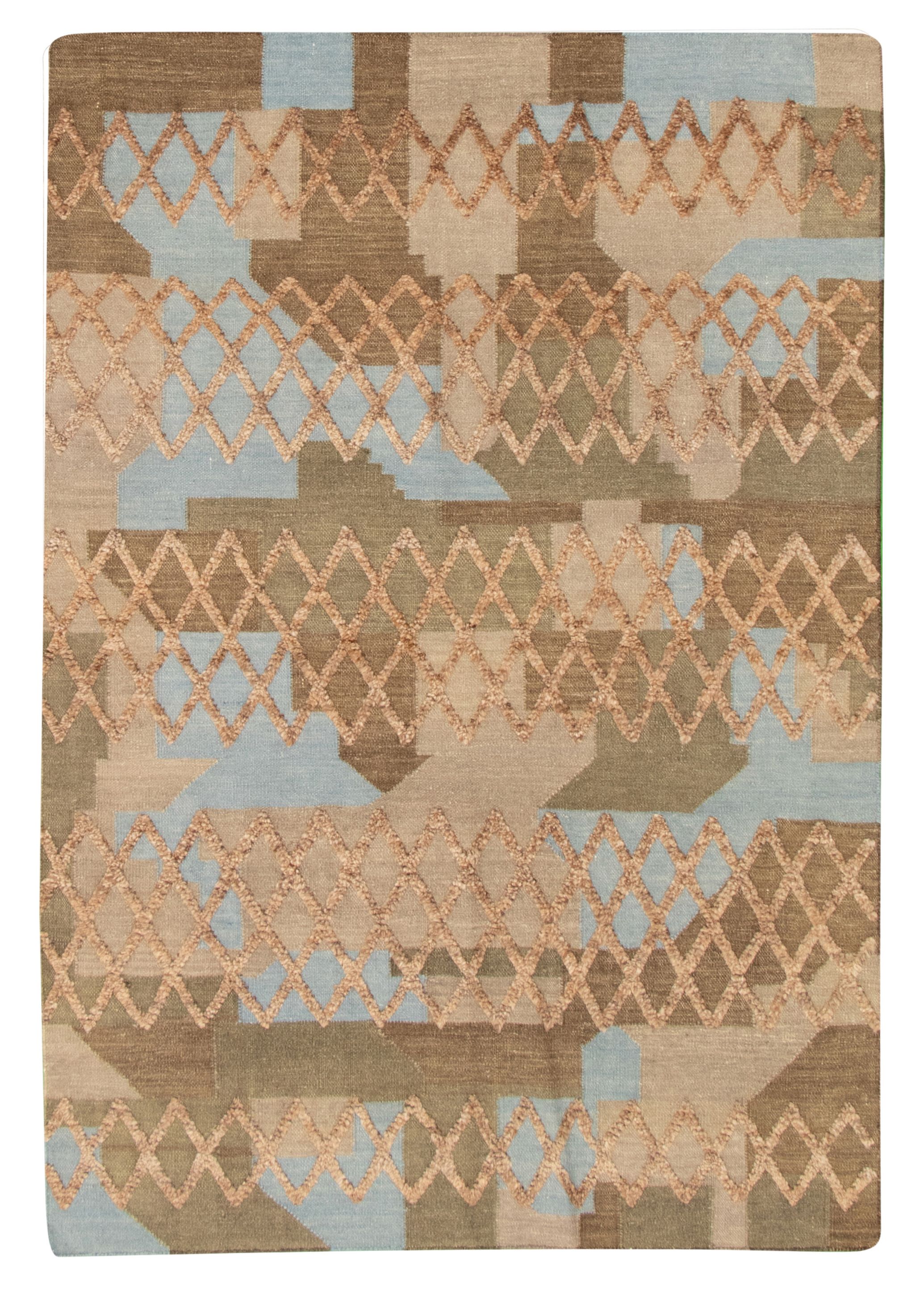Hand woven Cambridge Khaki Wool Kilim 5'2" x 7'8" Size: 5'2" x 7'8"  