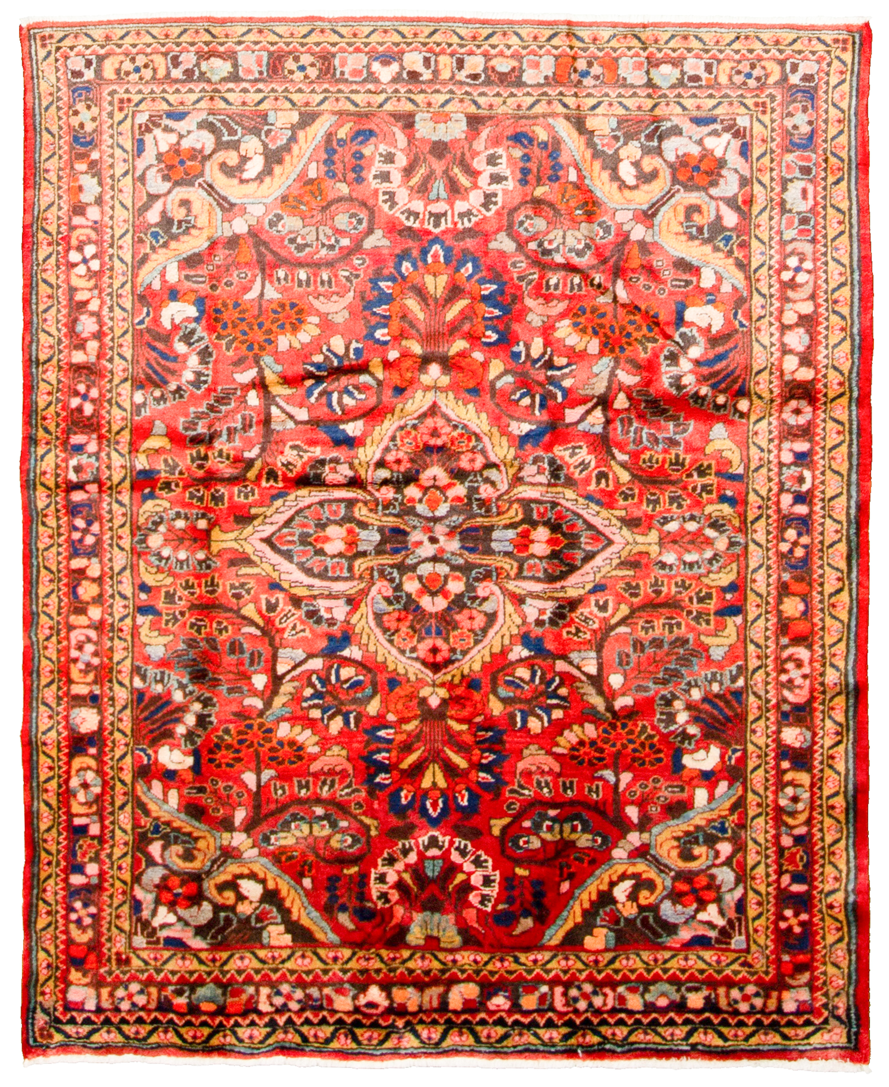 Hand-knotted Hamadan  Wool Rug 5'3" x 6'4" Size: 5'3" x 6'4"  