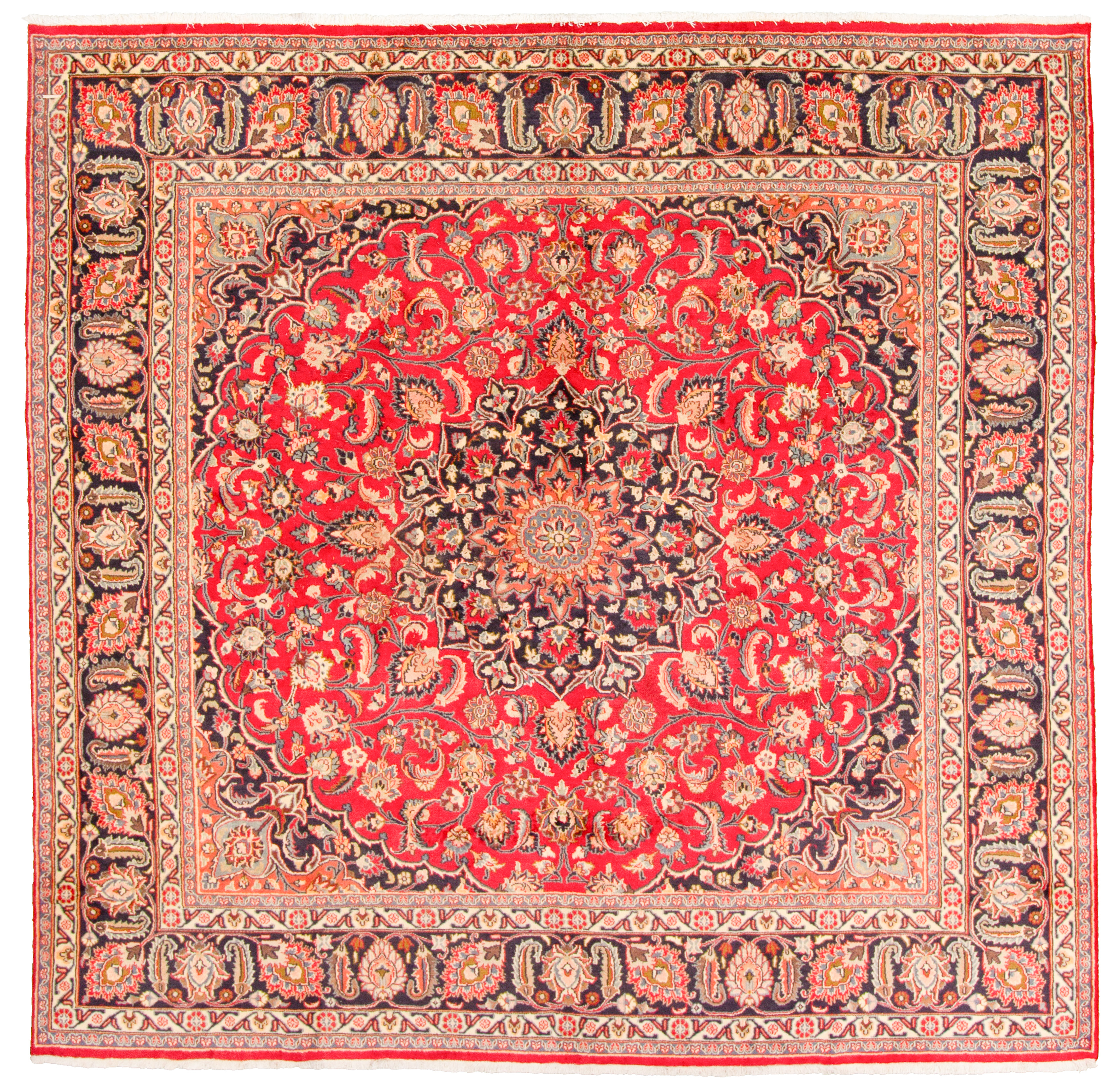 Hand-knotted Mashad  Wool Rug 9'5" x 9'9" Size: 9'5" x 9'9"  