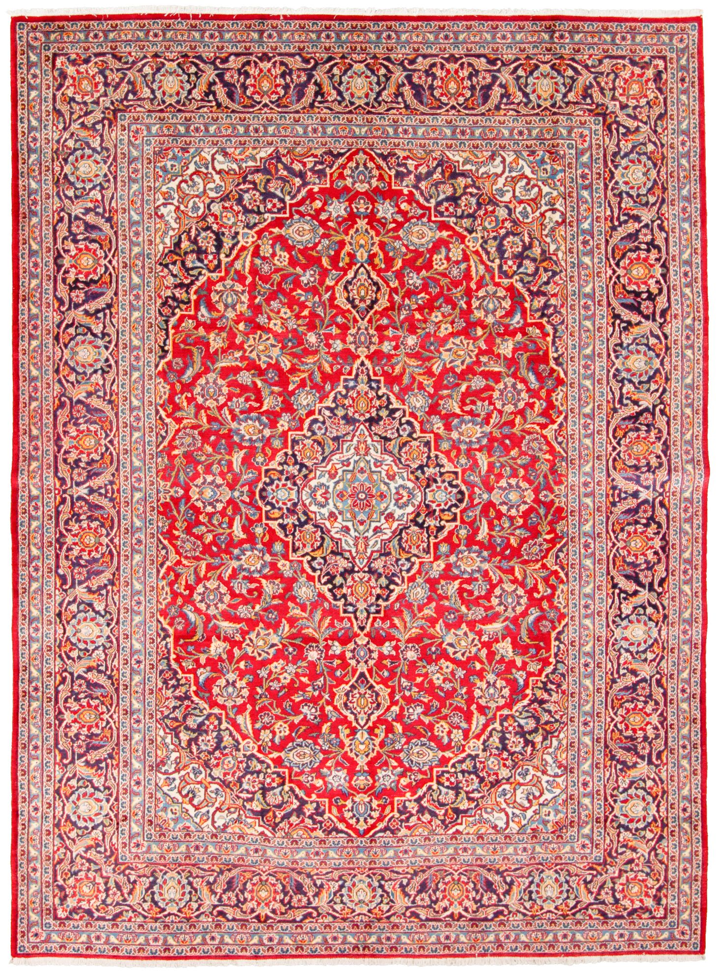 Hand-knotted Kashan  Wool Rug 8'2" x 11'4" Size: 8'2" x 11'4"  