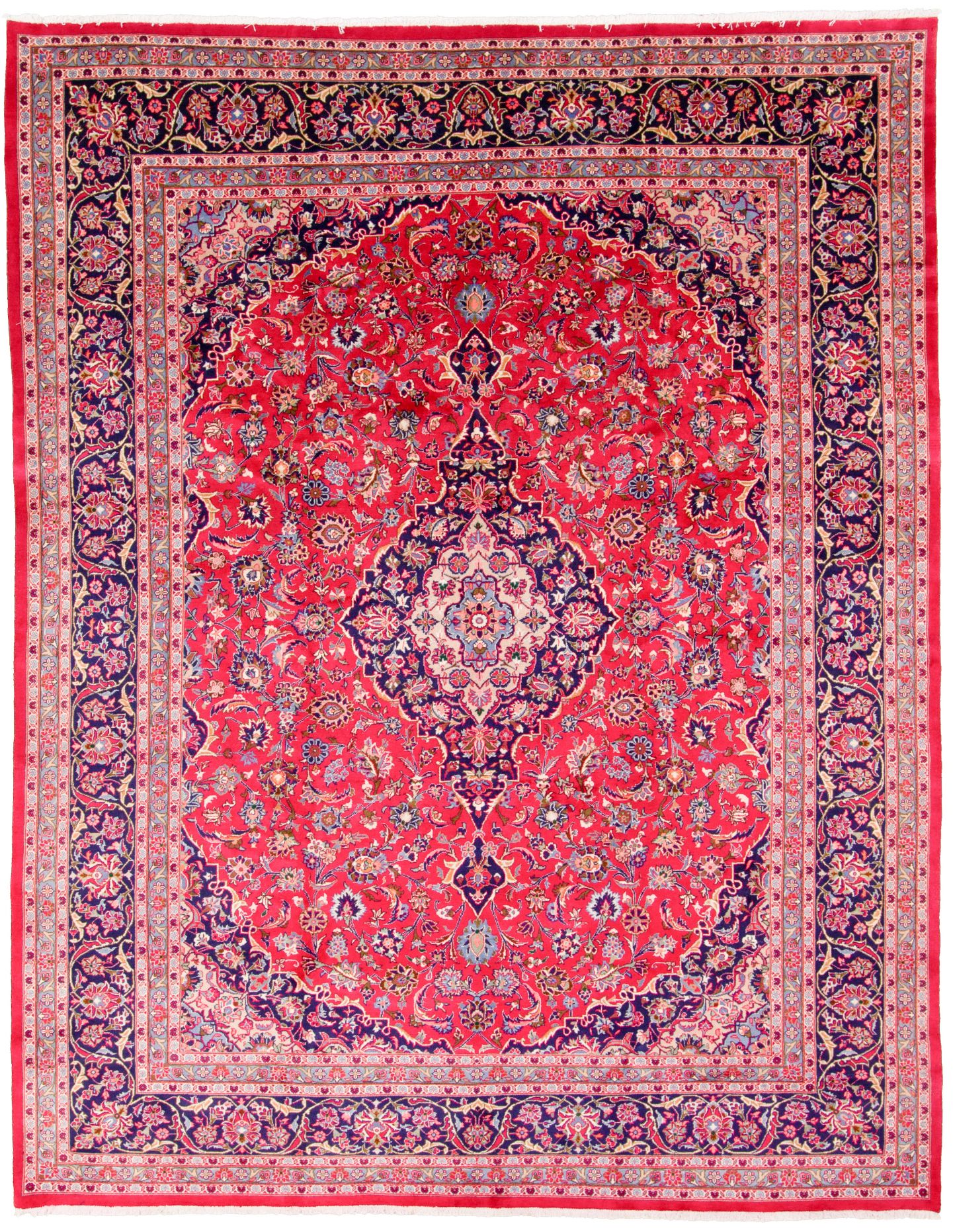 Hand-knotted Kashan  Wool Rug 9'11" x 13'11" Size: 9'11" x 13'11"  