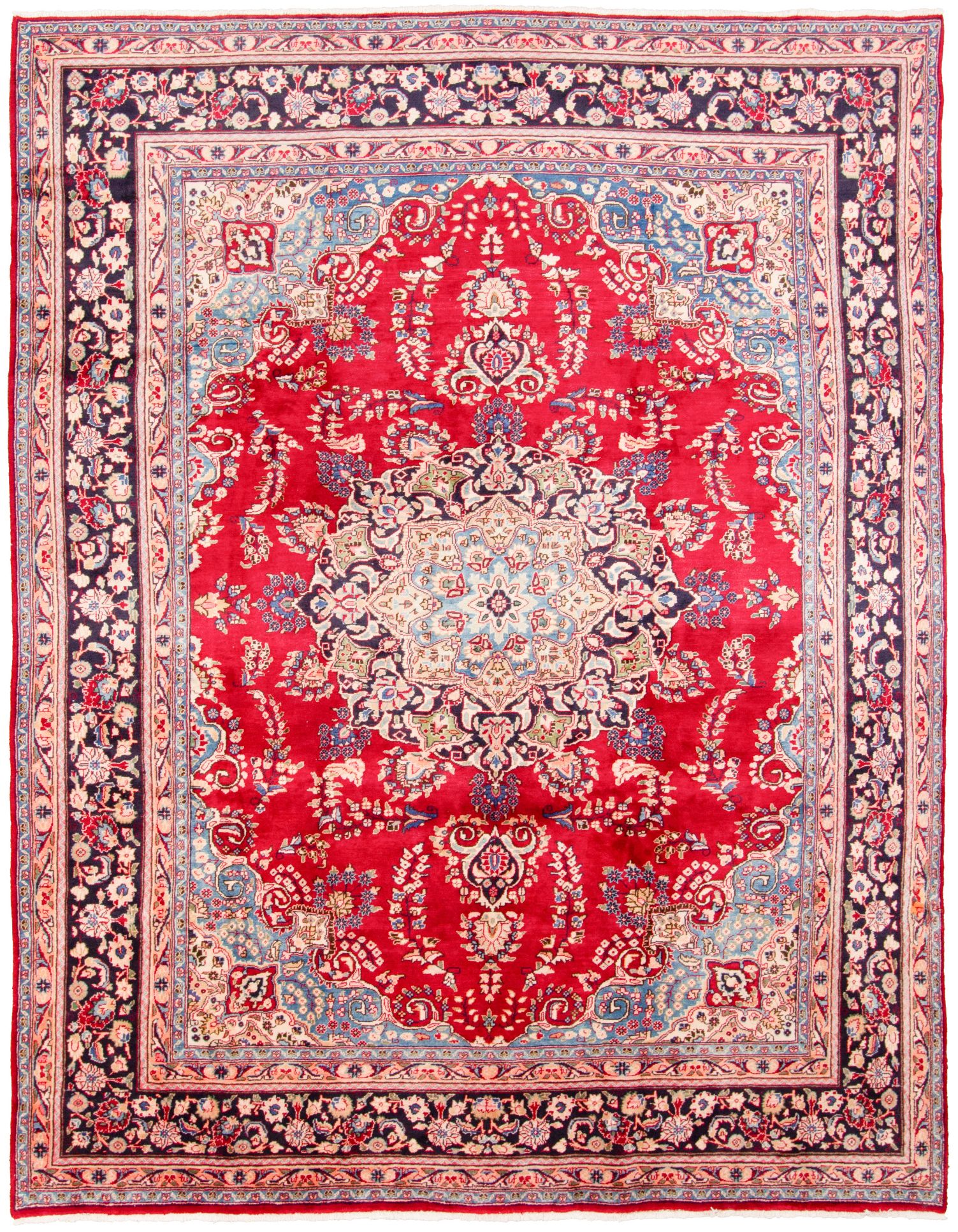 Hand-knotted Mashad  Wool Rug 9'7" x 12'6" Size: 9'7" x 12'6"  