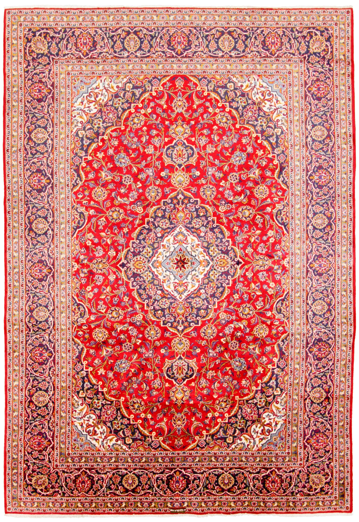Hand-knotted Kashan  Wool Rug 8'2" x 12'1" Size: 8'2" x 12'1"  