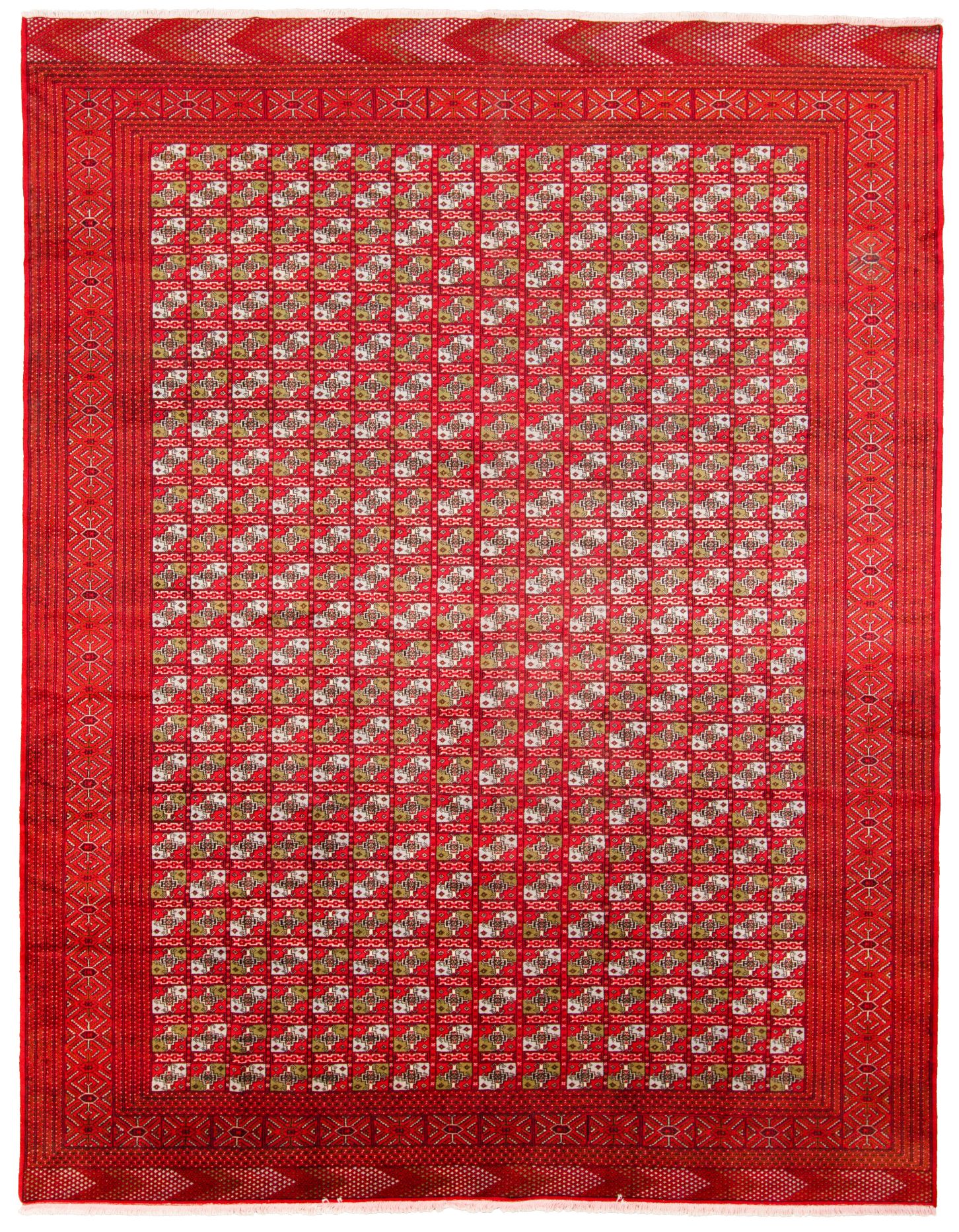 Hand-knotted Turkoman  Wool Rug 10'1" x 12'10" Size: 10'1" x 12'10"  