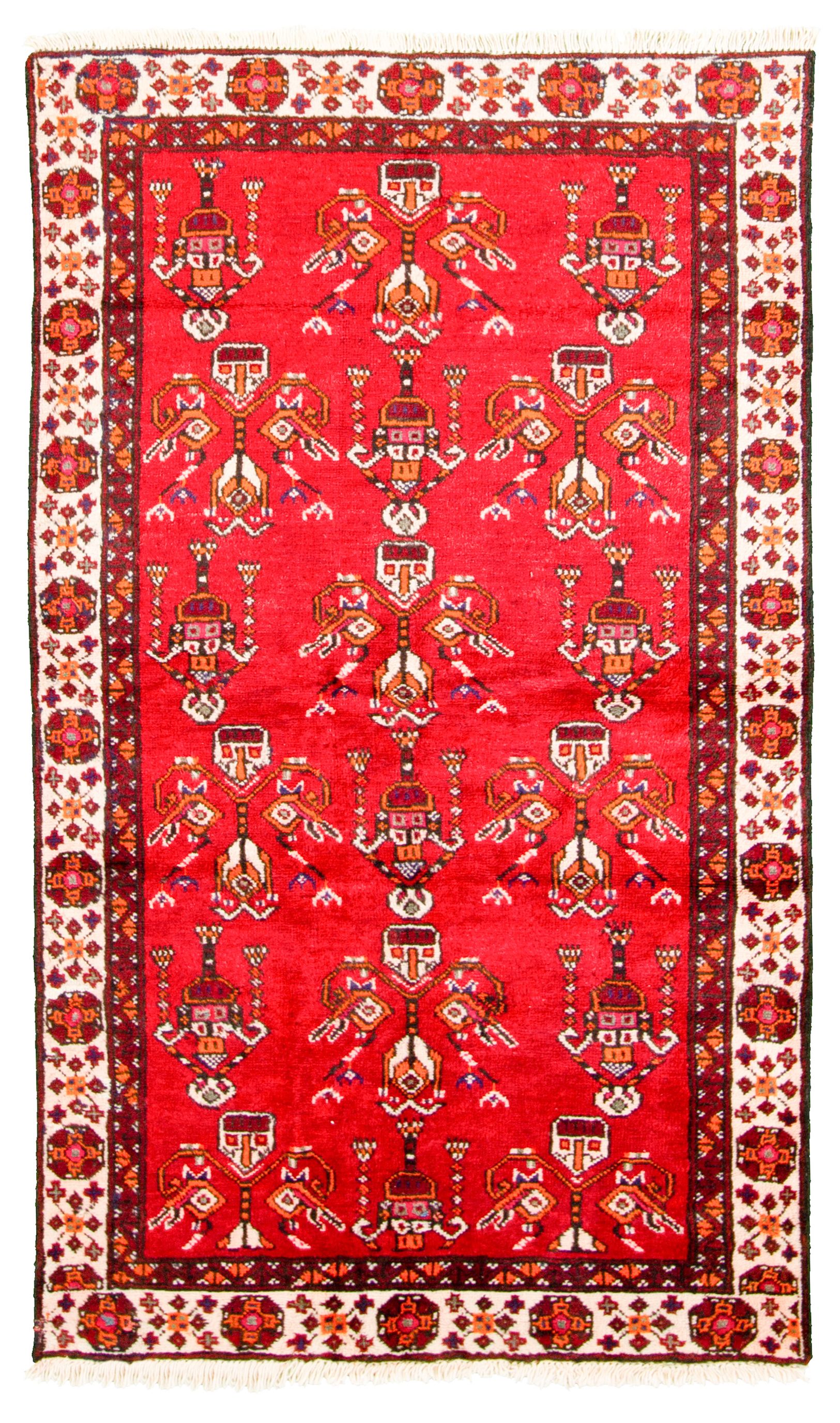 Hand-knotted Hamadan Wool Rug 3'9" x 6'4" Size: 3'9" x 6'4"  